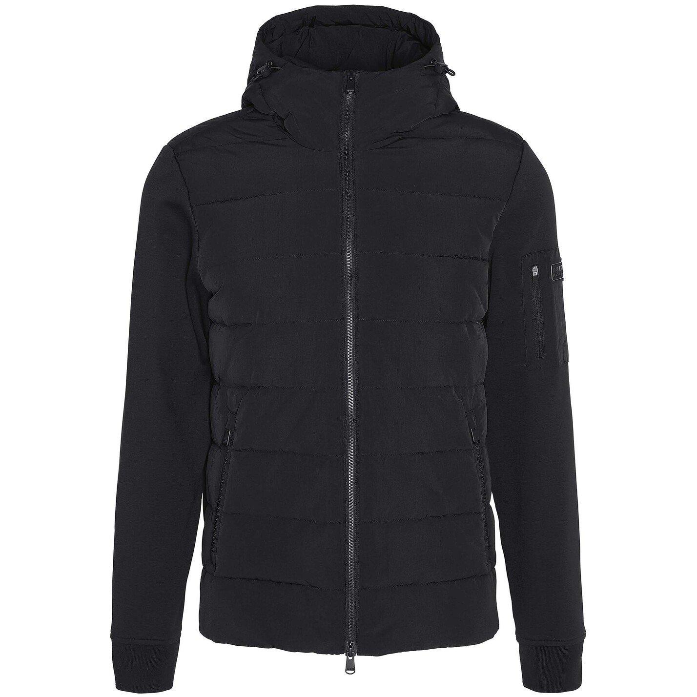 Black BK11 - Barbour International - Men's Stanley Hooded Quilted Hybrid Jacket - 1