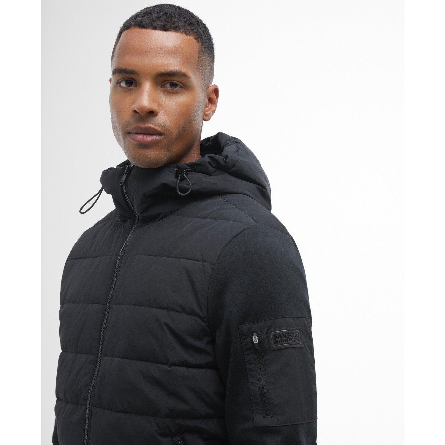 Black BK11 - Barbour International - Men's Stanley Hooded Quilted Hybrid Jacket - 4