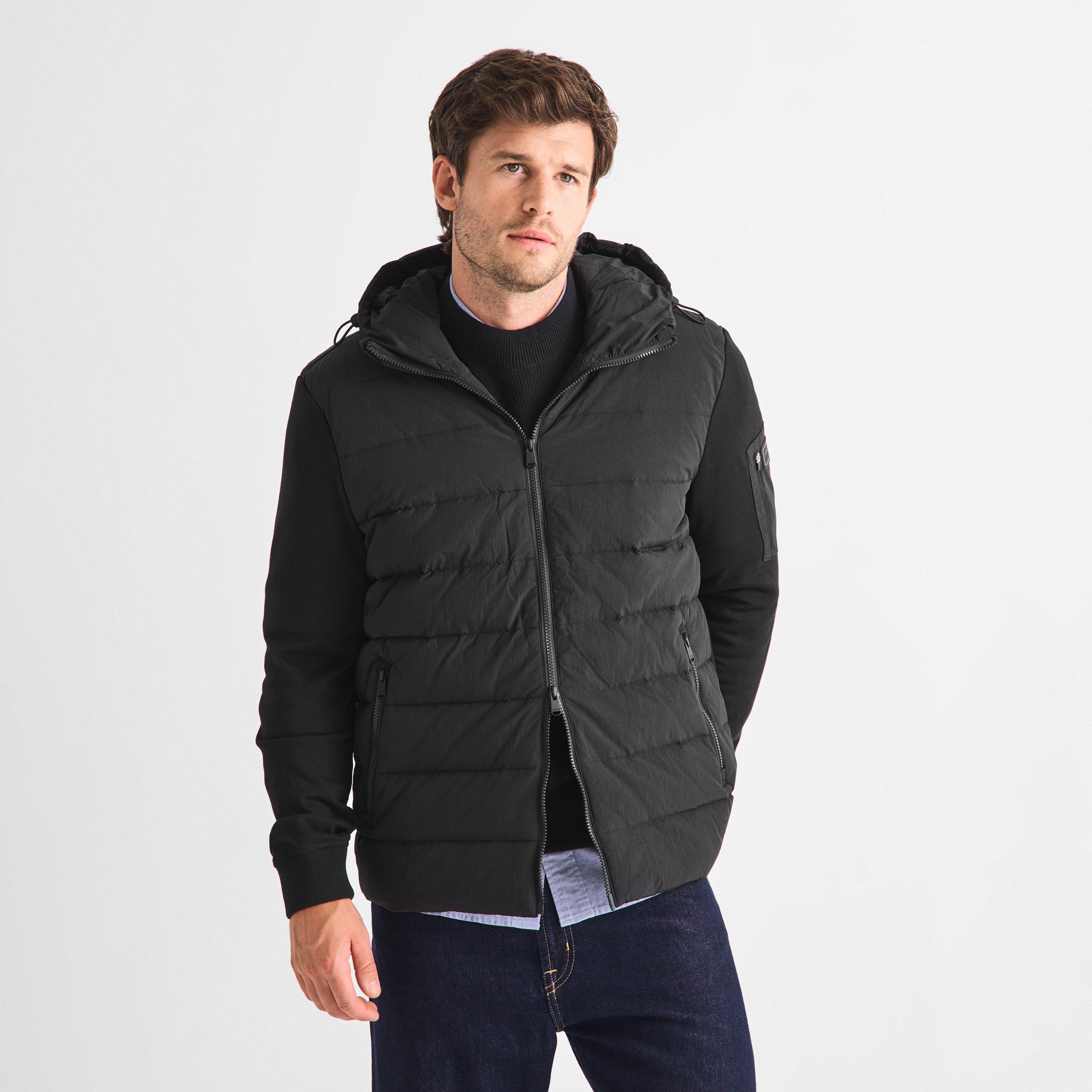 Black BK11 - Barbour International - Men's Stanley Hooded Quilted Hybrid Jacket - 3
