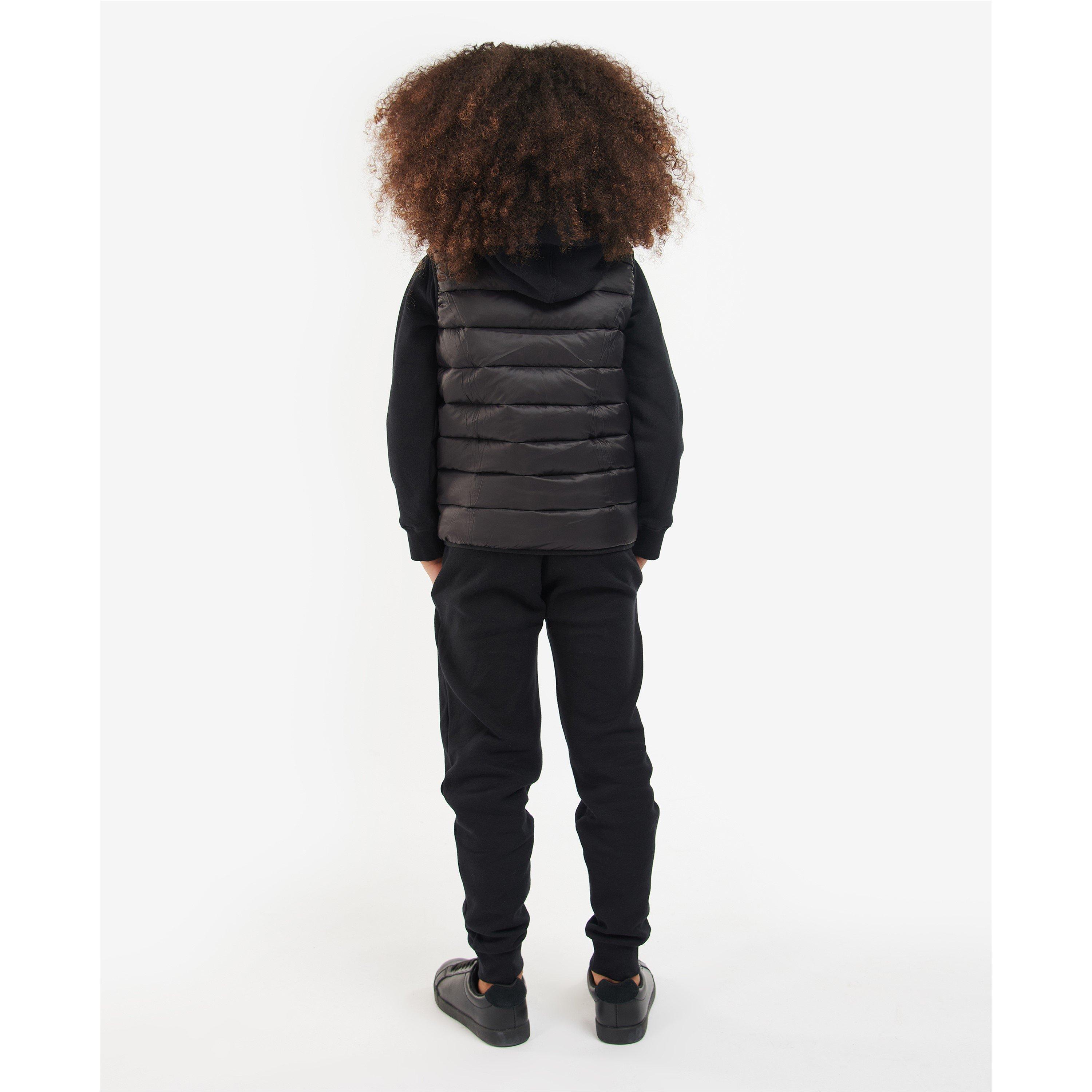 Black/Yellow - Barbour International - Kids' Reed Quilted Sleeveless Funnel Neck Gilet - 3