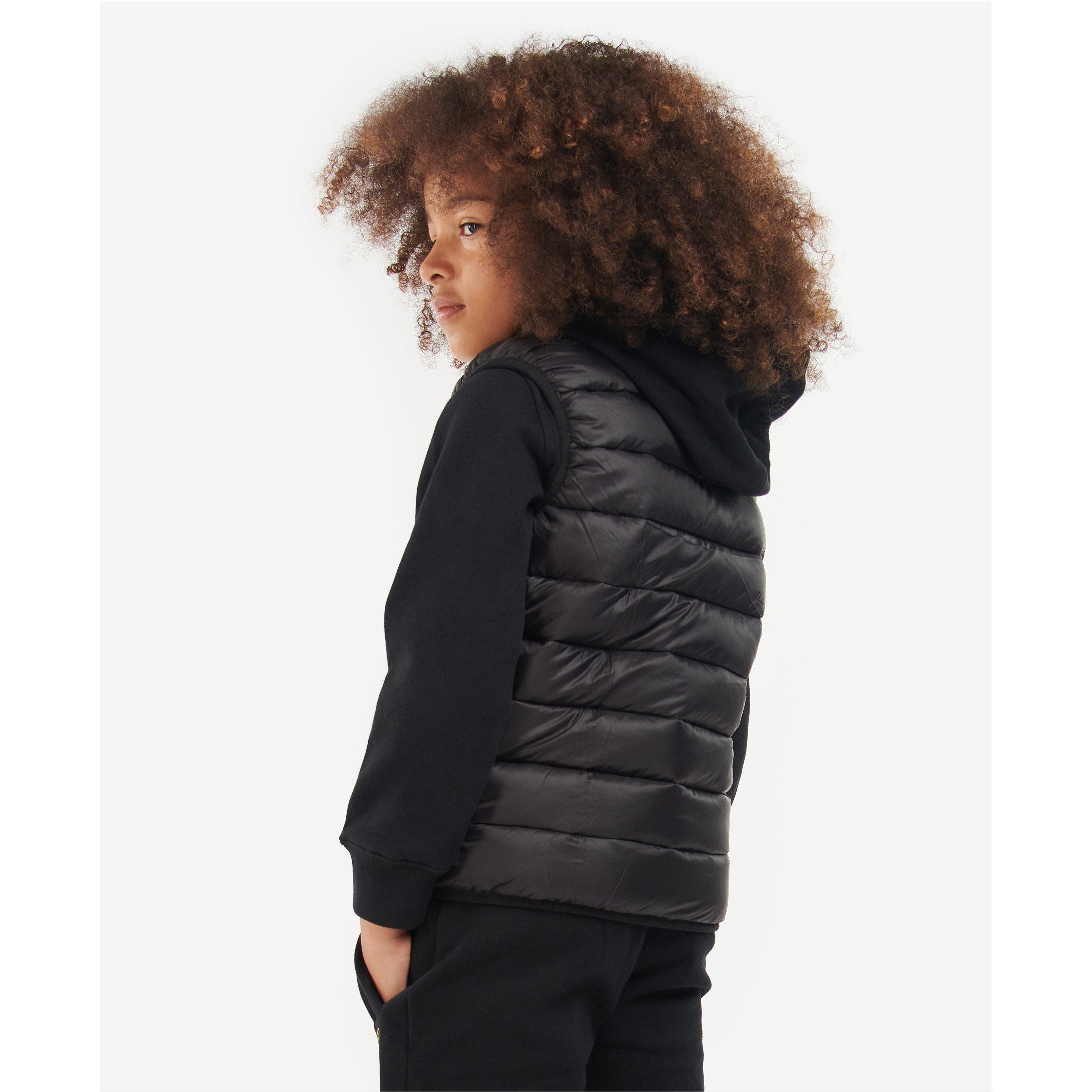 Black/Yellow - Barbour International - Kids' Reed Quilted Sleeveless Funnel Neck Gilet - 6