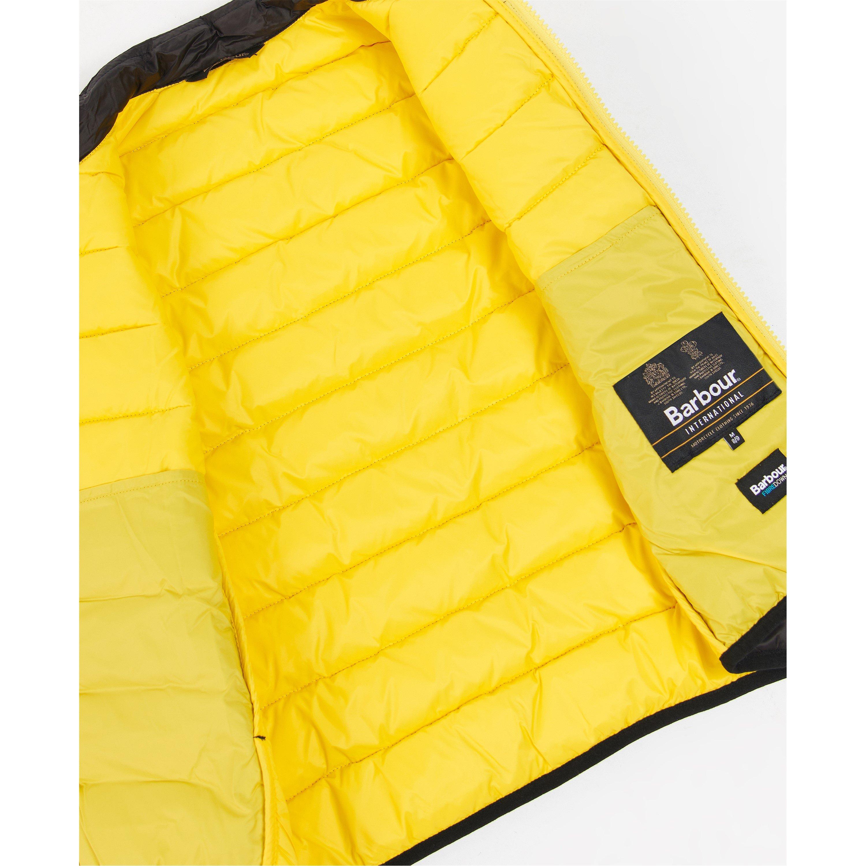 Black/Yellow - Barbour International - Kids' Reed Quilted Sleeveless Funnel Neck Gilet - 8