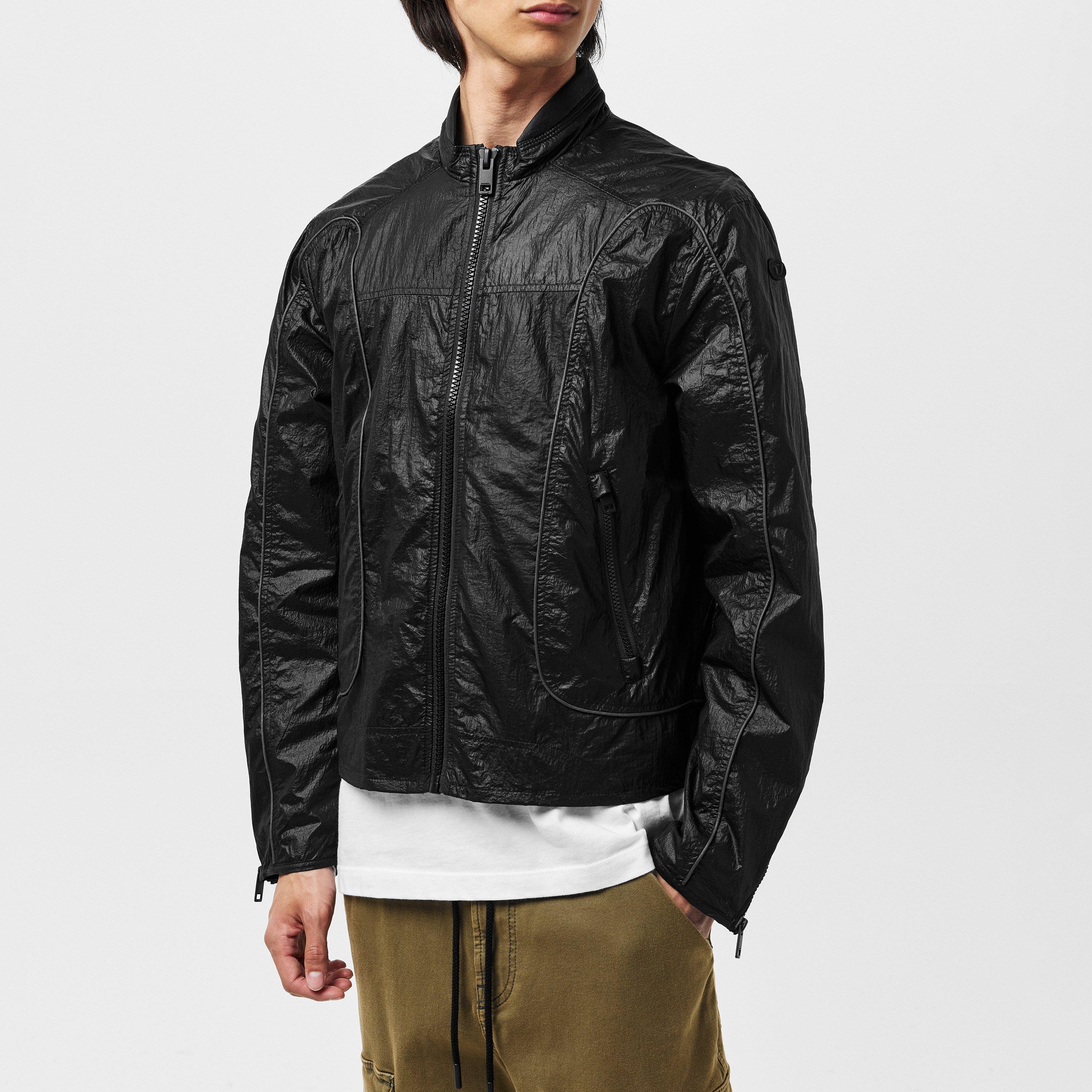 Black Black - Diesel - Men's  Biker Metal Hardware Fitted Leather Jacket - 3