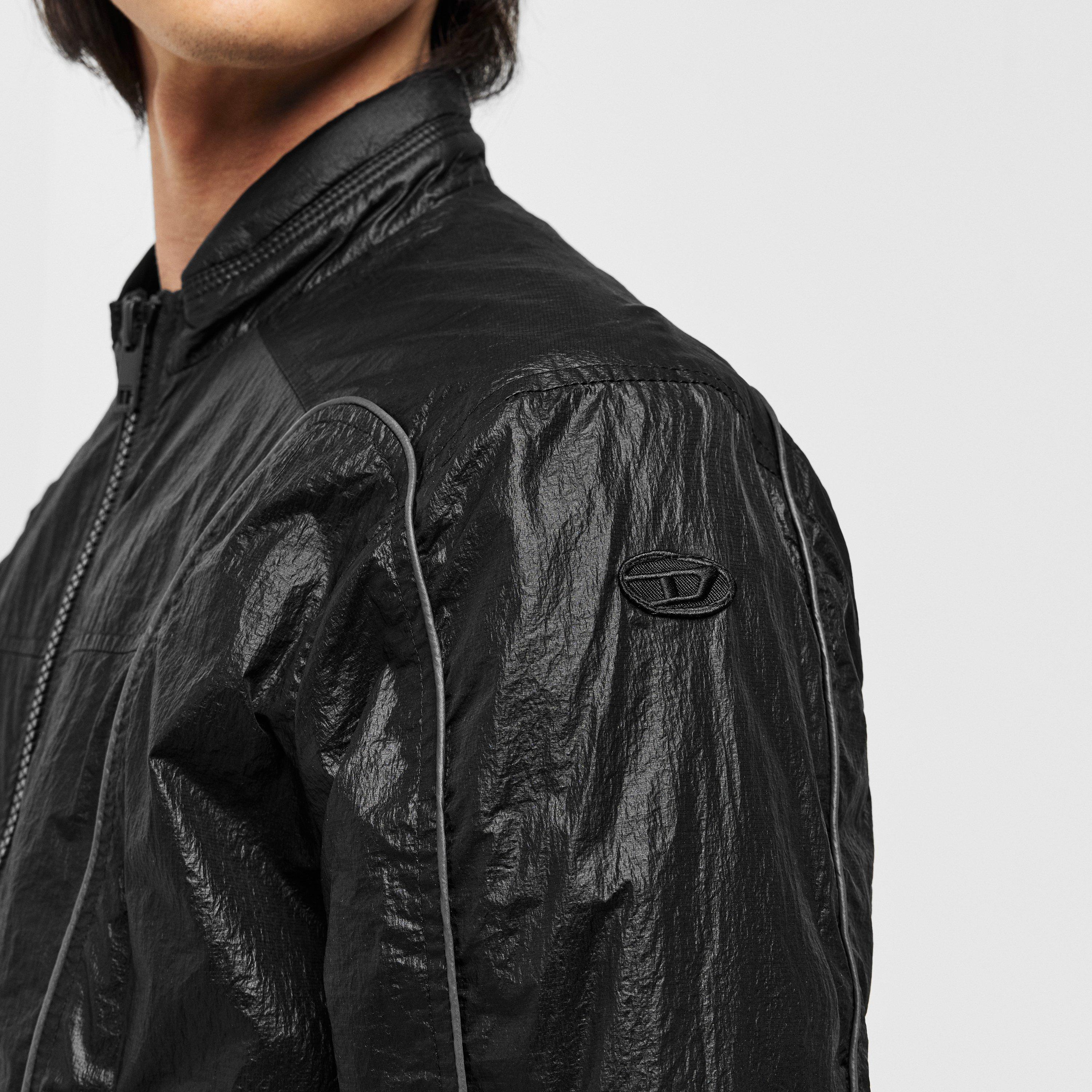 Black Black - Diesel - Men's  Biker Metal Hardware Fitted Leather Jacket - 5