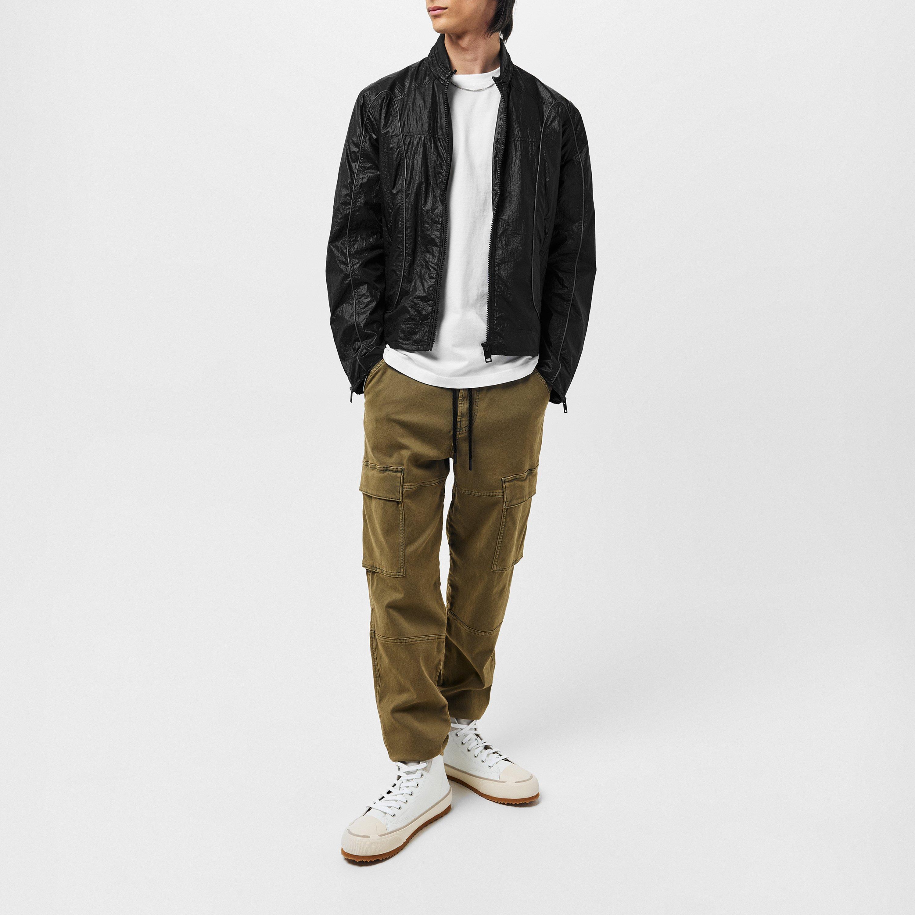 Black Black - Diesel - Men's  Biker Metal Hardware Fitted Leather Jacket - 6