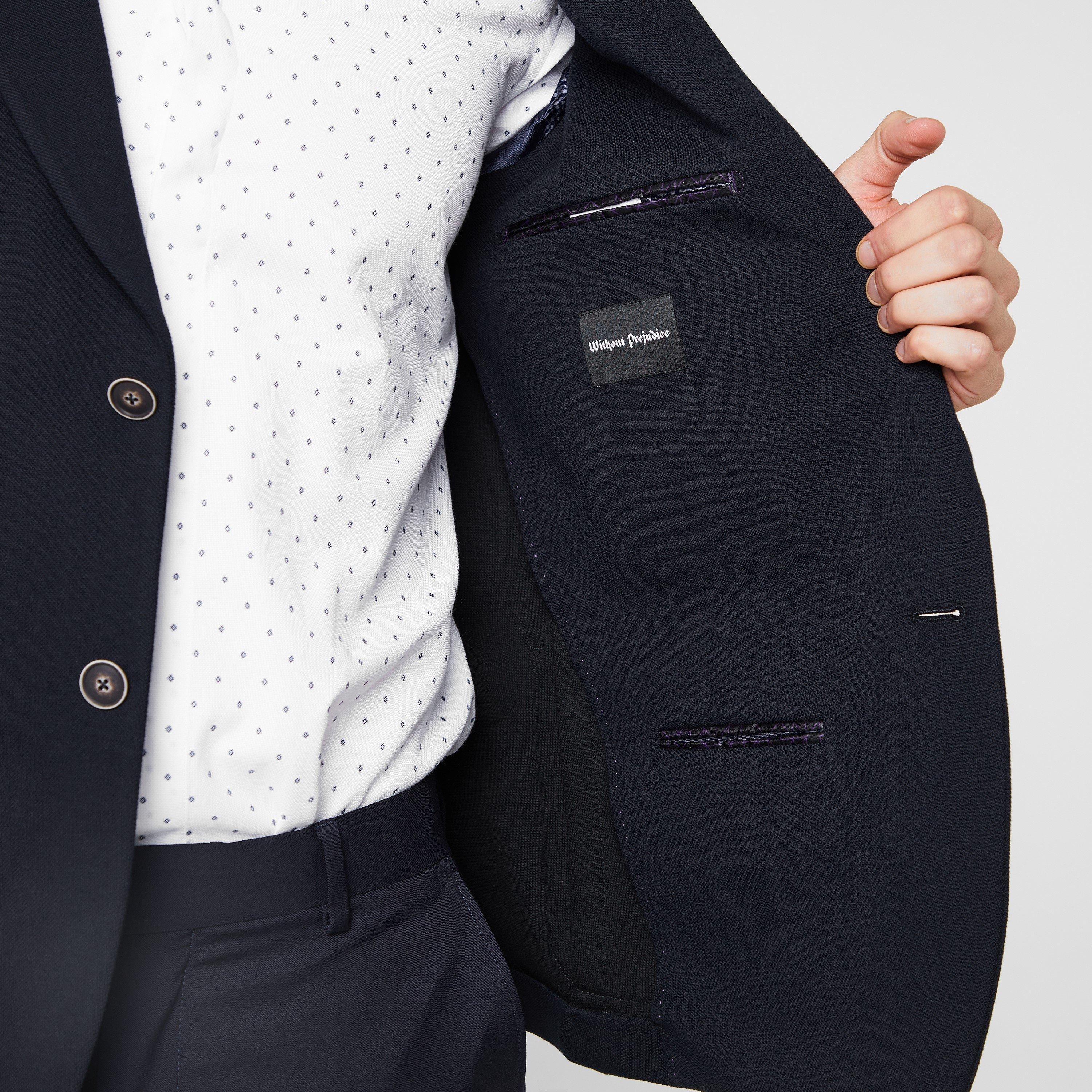 Navy - Without Prejudice - Men's Henson Wool Long Sleeve Slim Fit Blazer - 5