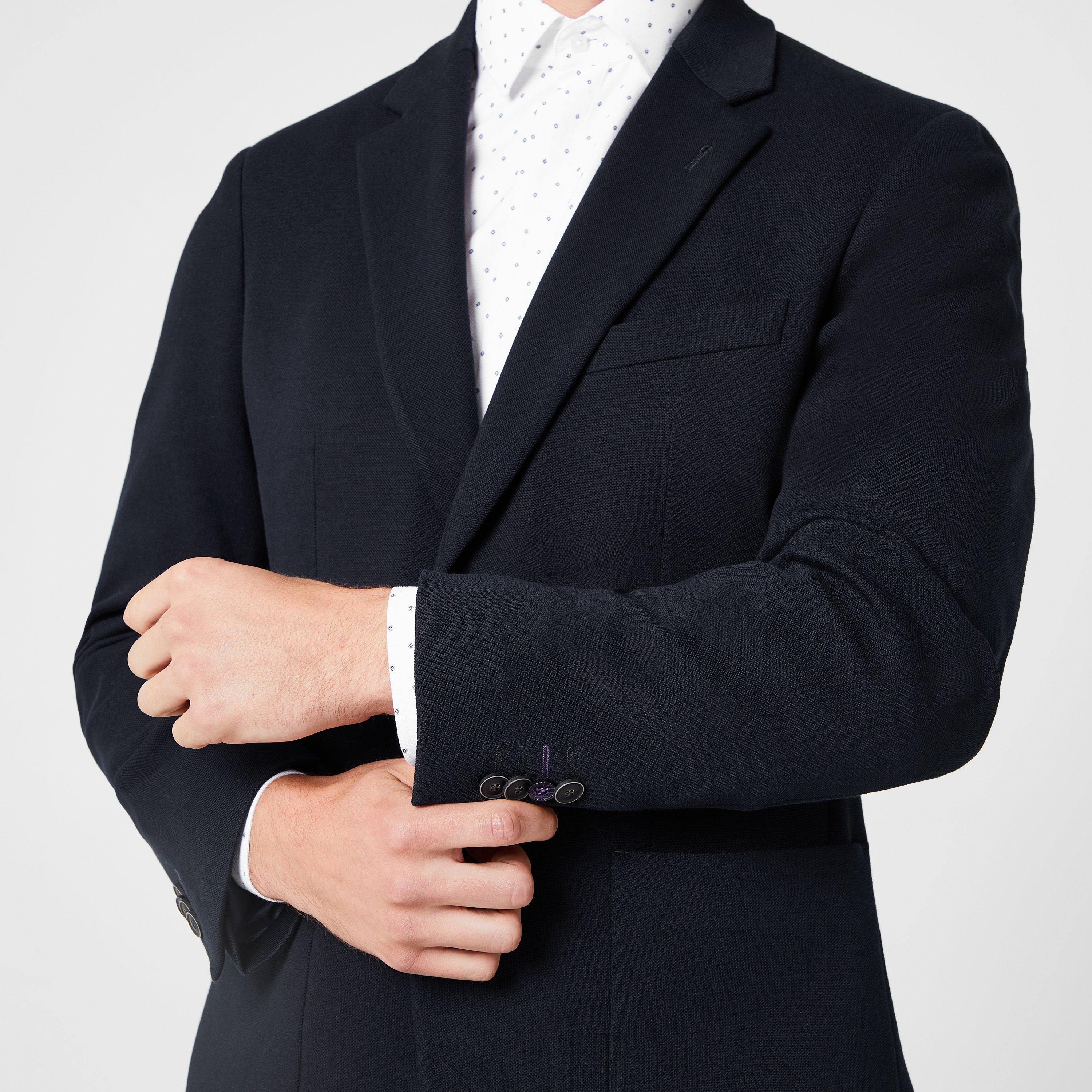 Navy - Without Prejudice - Men's Henson Wool Long Sleeve Slim Fit Blazer - 7