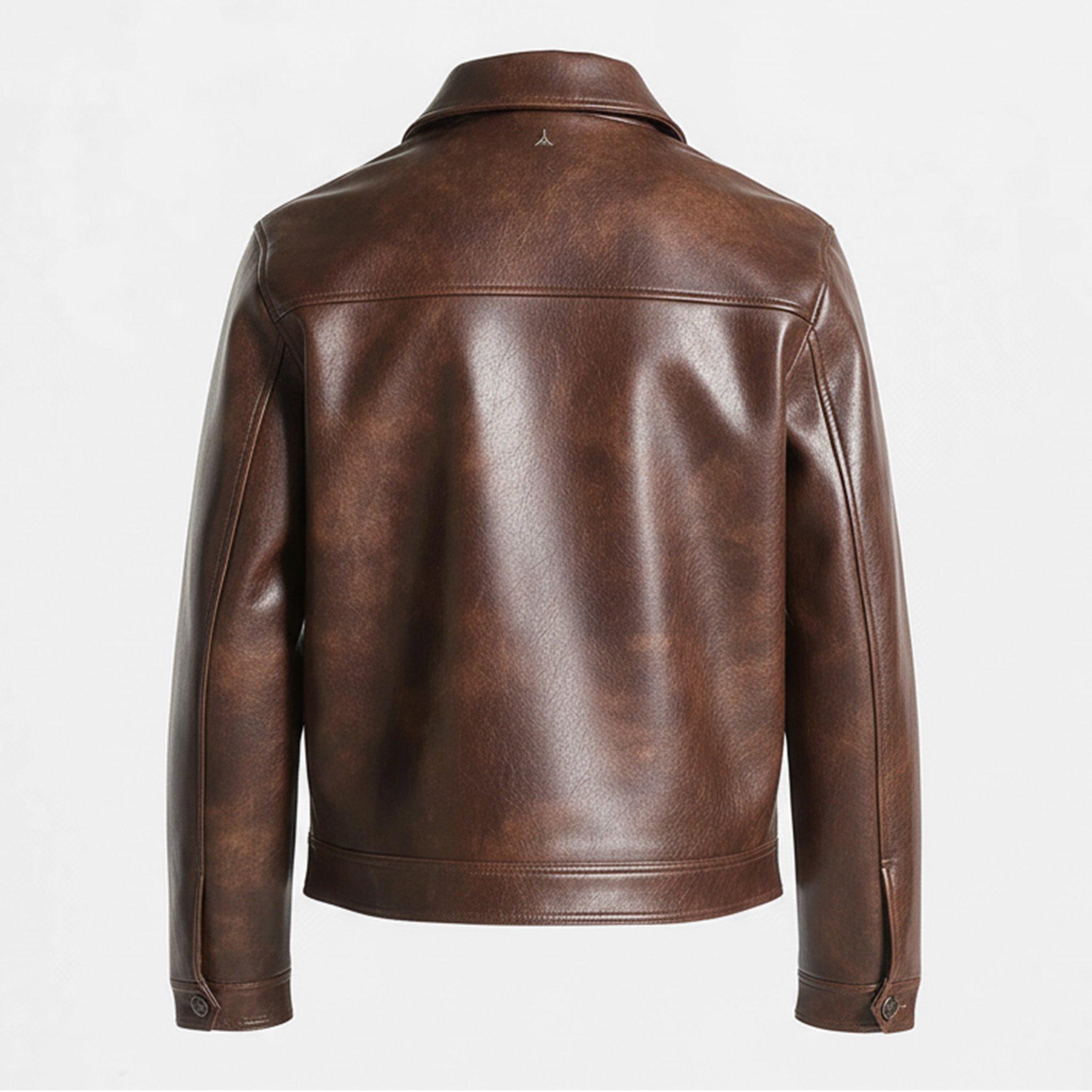 Brown - Maniere De Voir - Mens Laurent Vintage Leather Jacket - 2