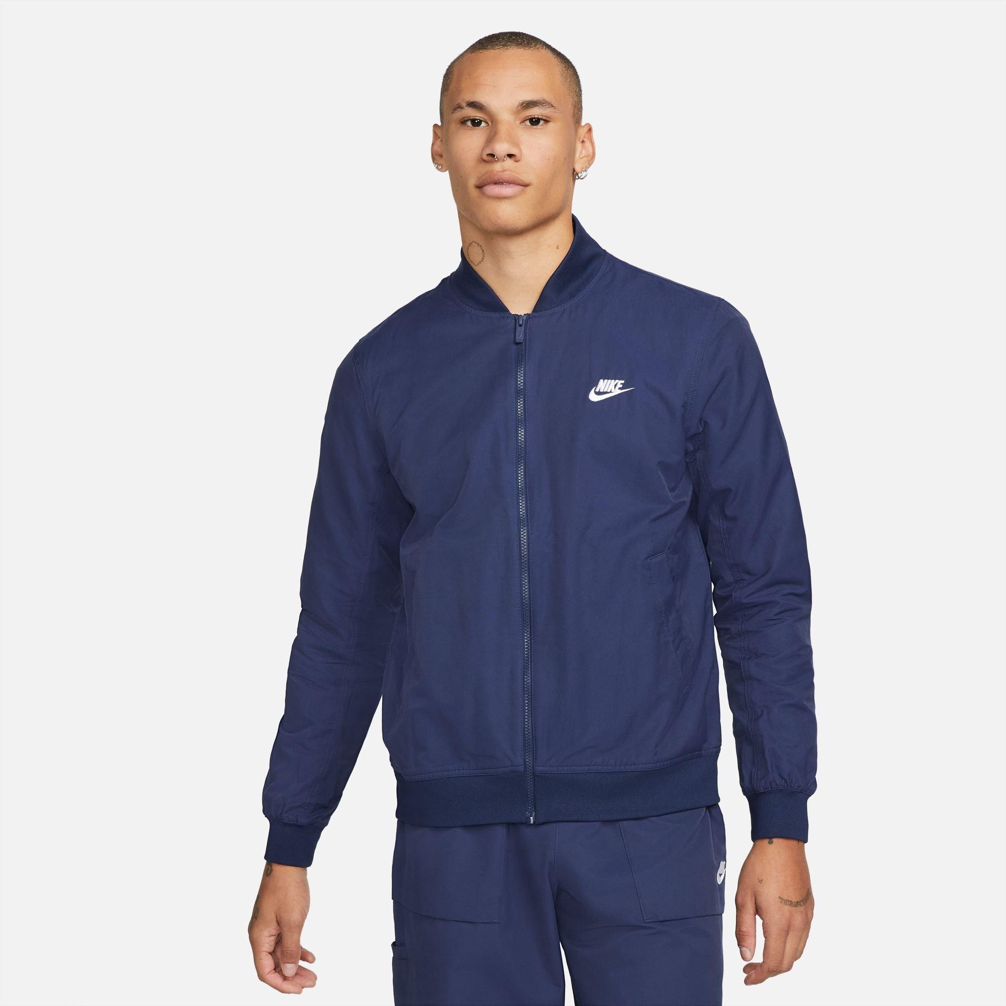 Nike Men's Club Woven Midweight Bomber Jacket - Midnight Navy/W - M