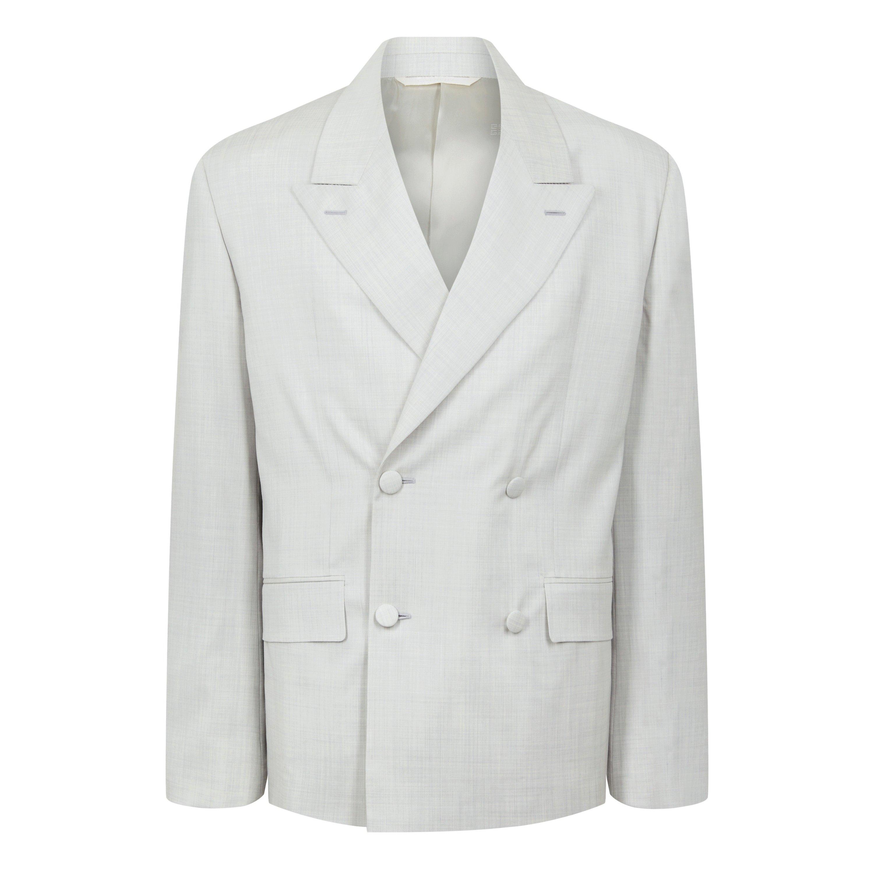 Chalk - GIVENCHY - Men's Double Breasted Wool Long Sleeve Blazer - 5