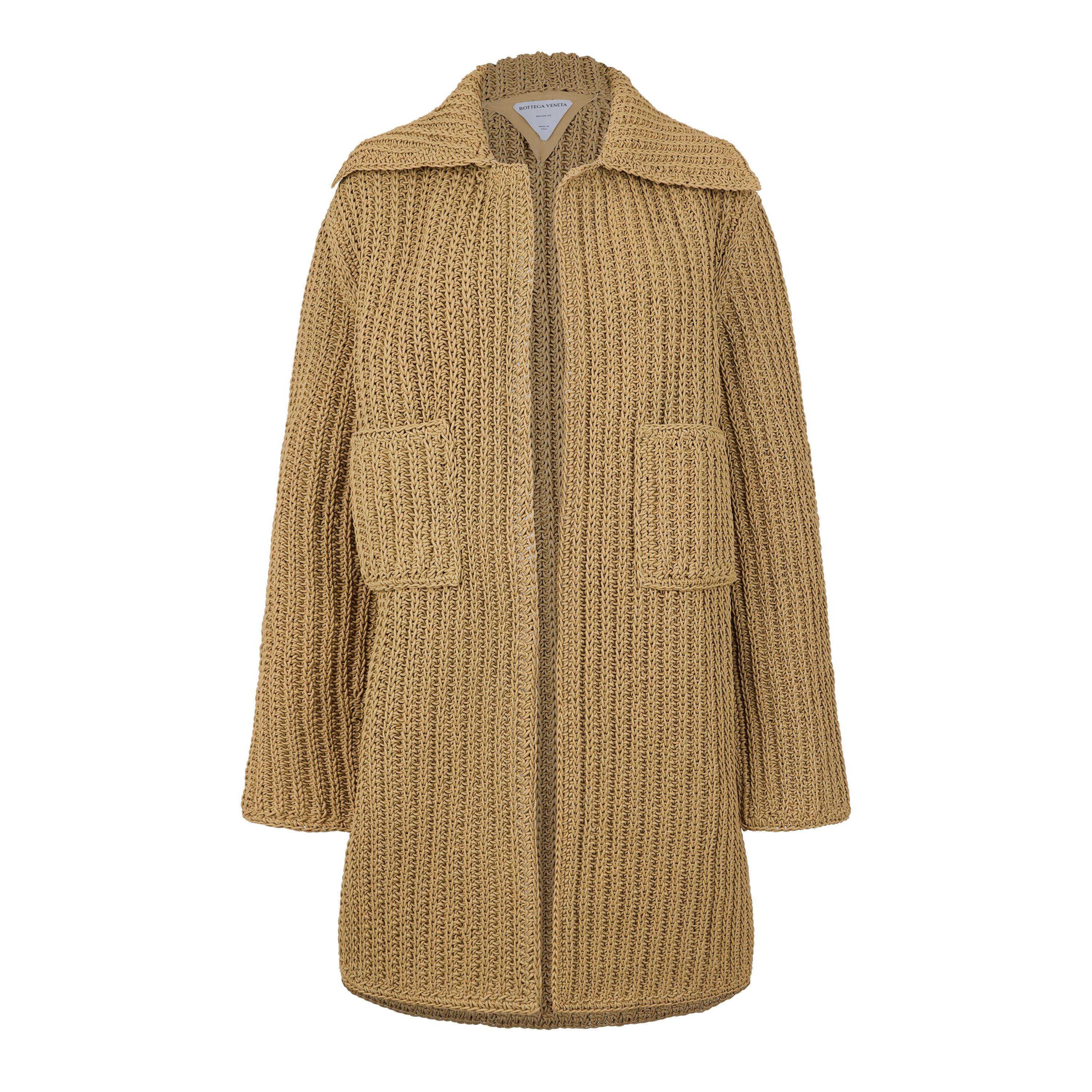 Tapioca - Bottega Veneta - Women's Hand-Knitted Leather Long Sleeve Leather Jacket - 1