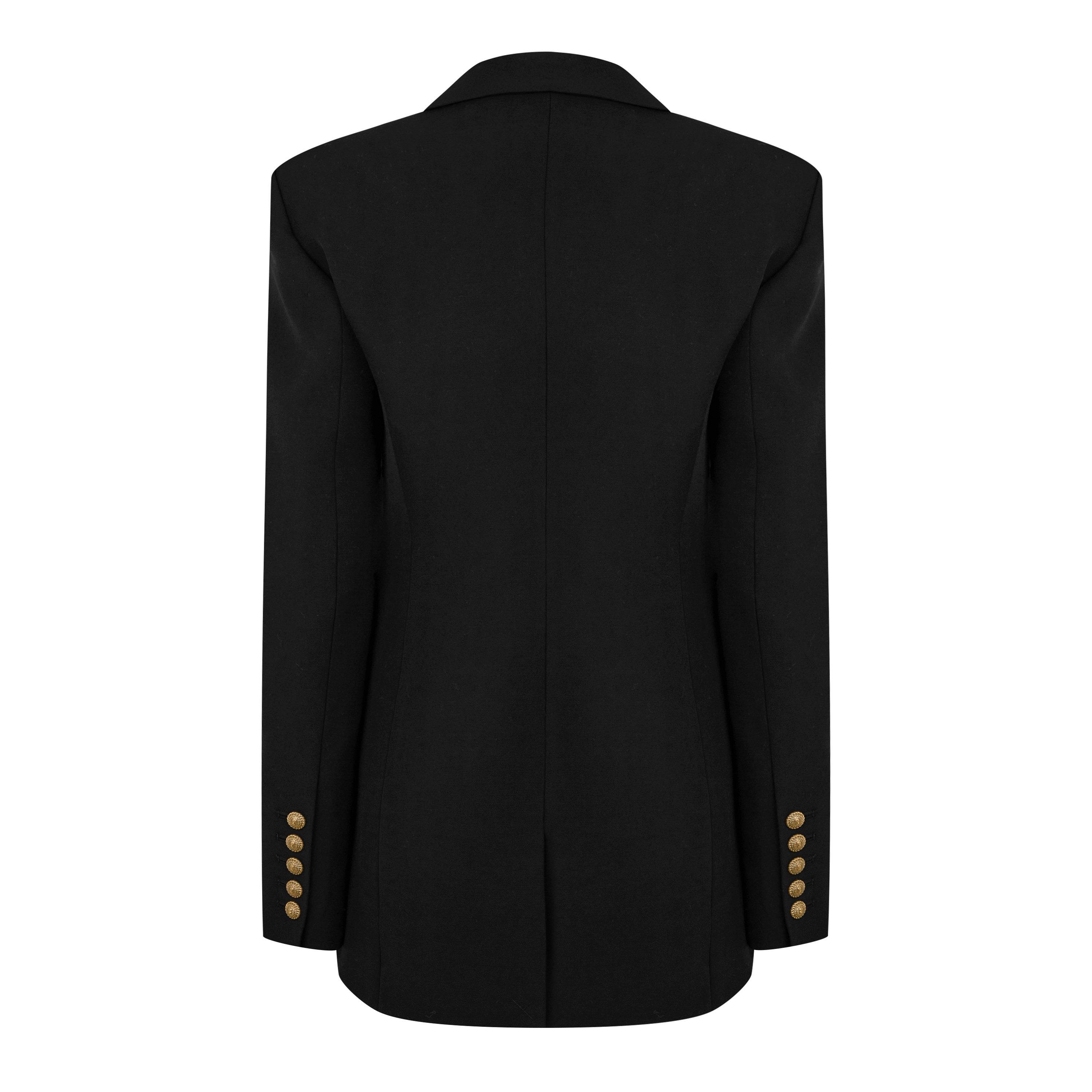 0PA NOIR - Balmain - Women's Single-Breasted Gold-Tone Button Long Sleeve Blazer - 2