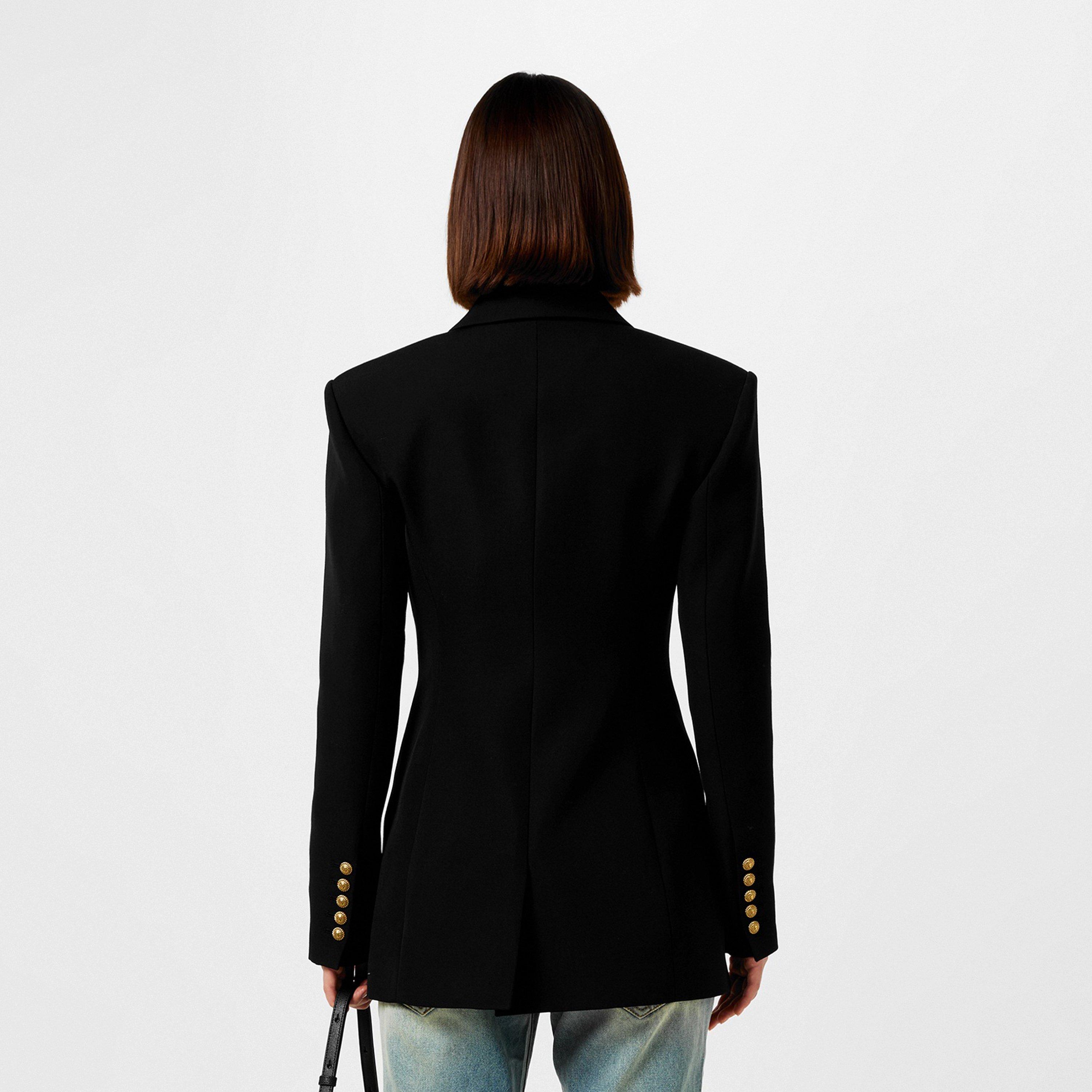 0PA NOIR - Balmain - Women's Single-Breasted Gold-Tone Button Long Sleeve Blazer - 4