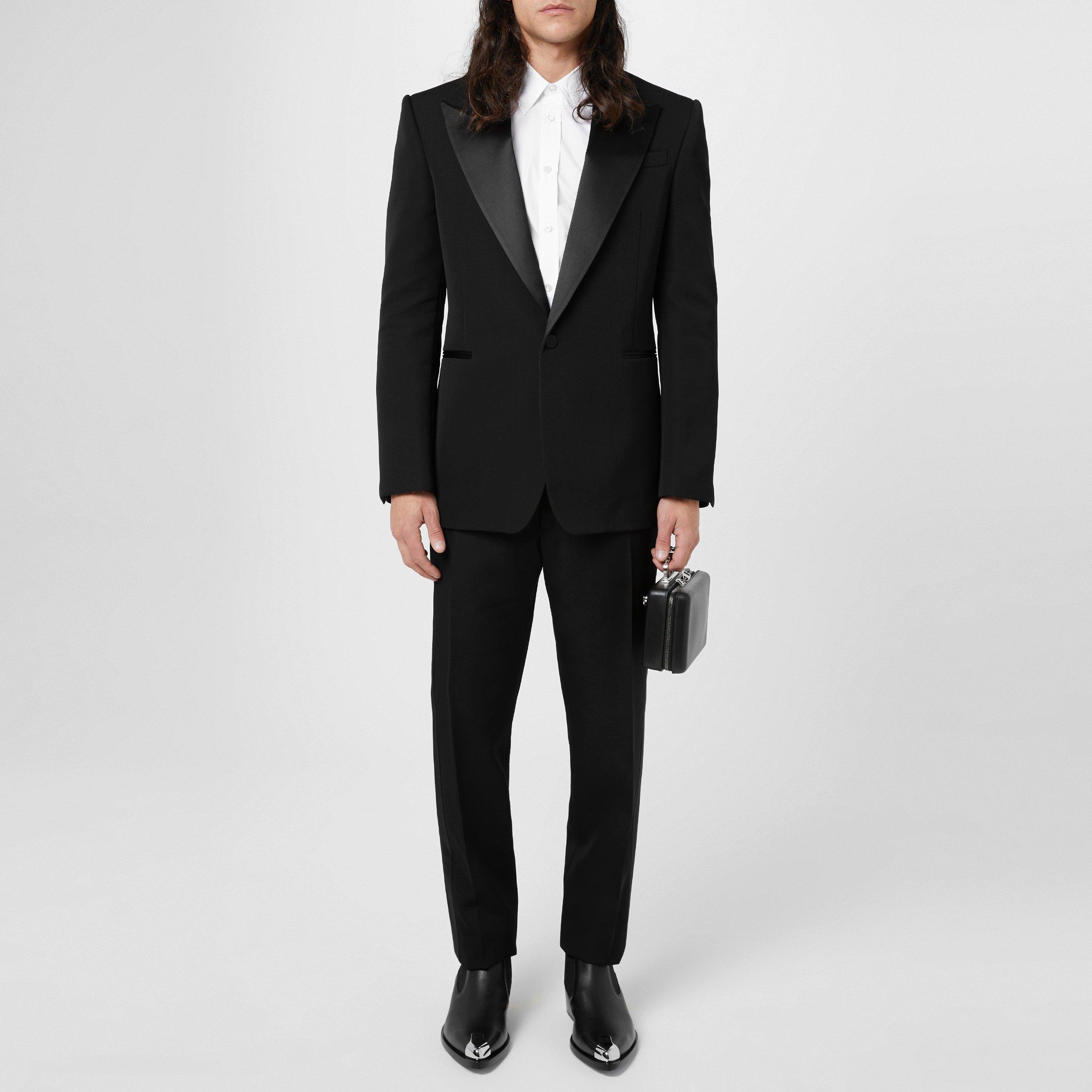 Black - Alexander McQueen - Men's Tailored Tux Wool Long Sleeve Blazer - 1