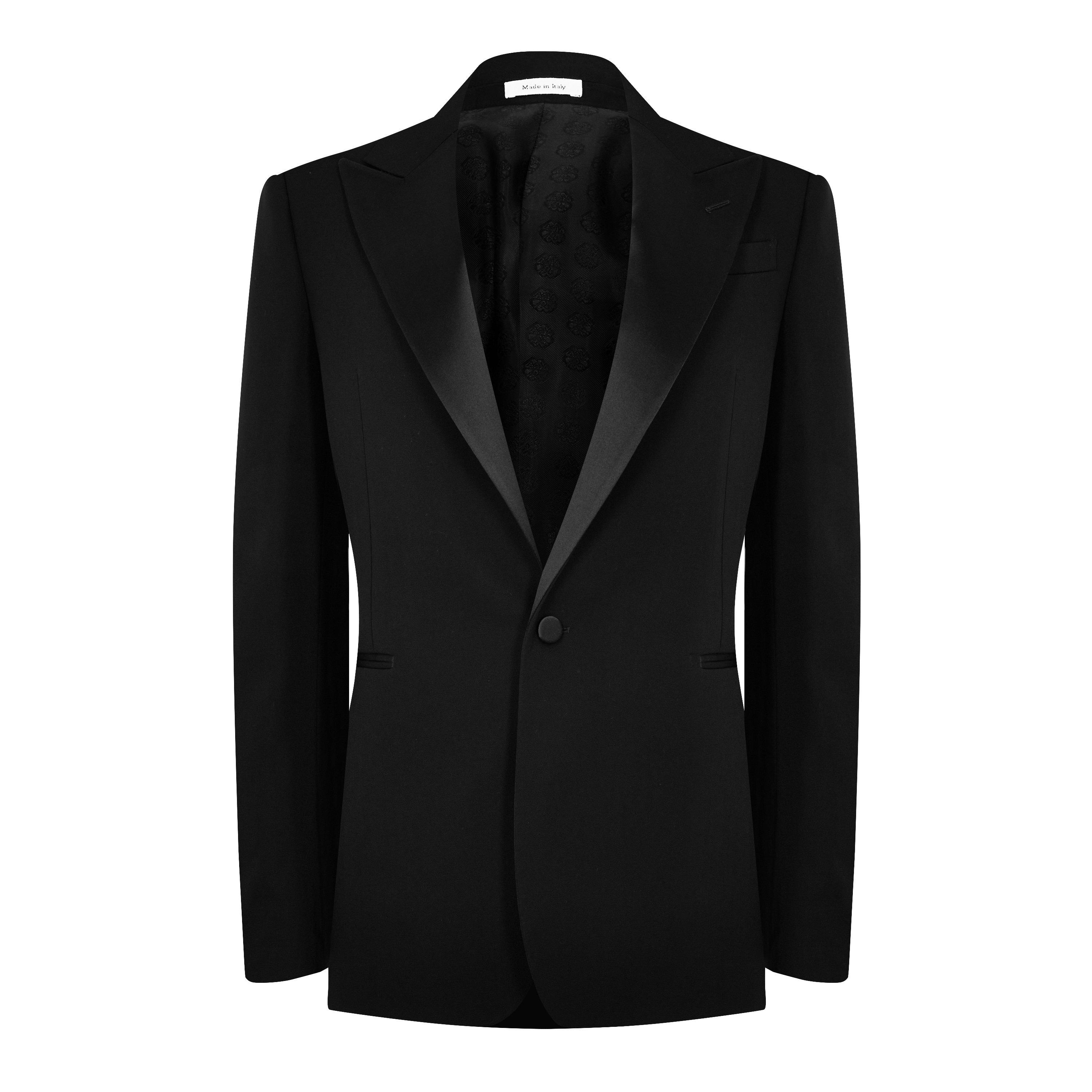 Black - Alexander McQueen - Men's Tailored Tux Wool Long Sleeve Blazer - 4