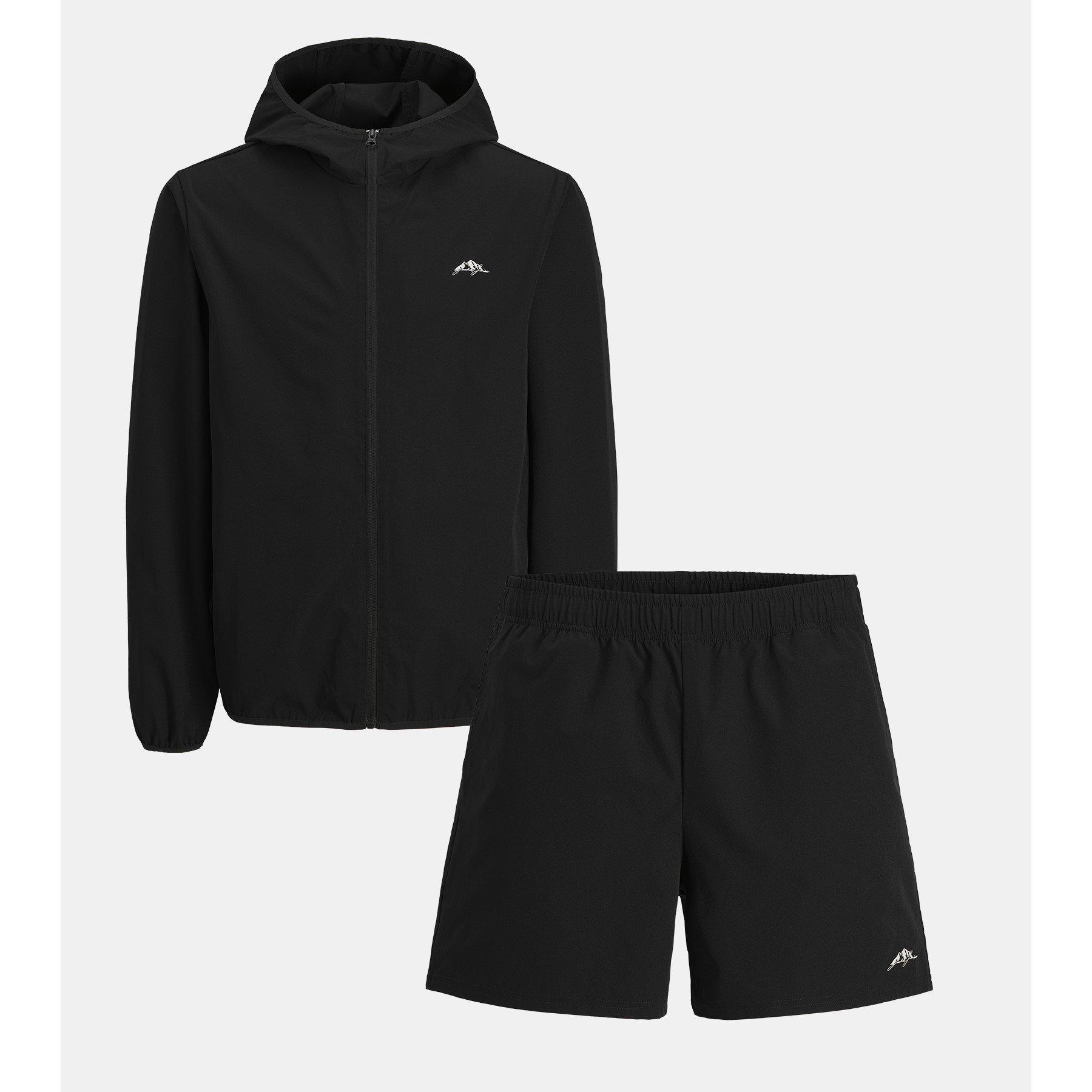 Jack And Jones Men's Windbreaker And Shorts Set - Black - S