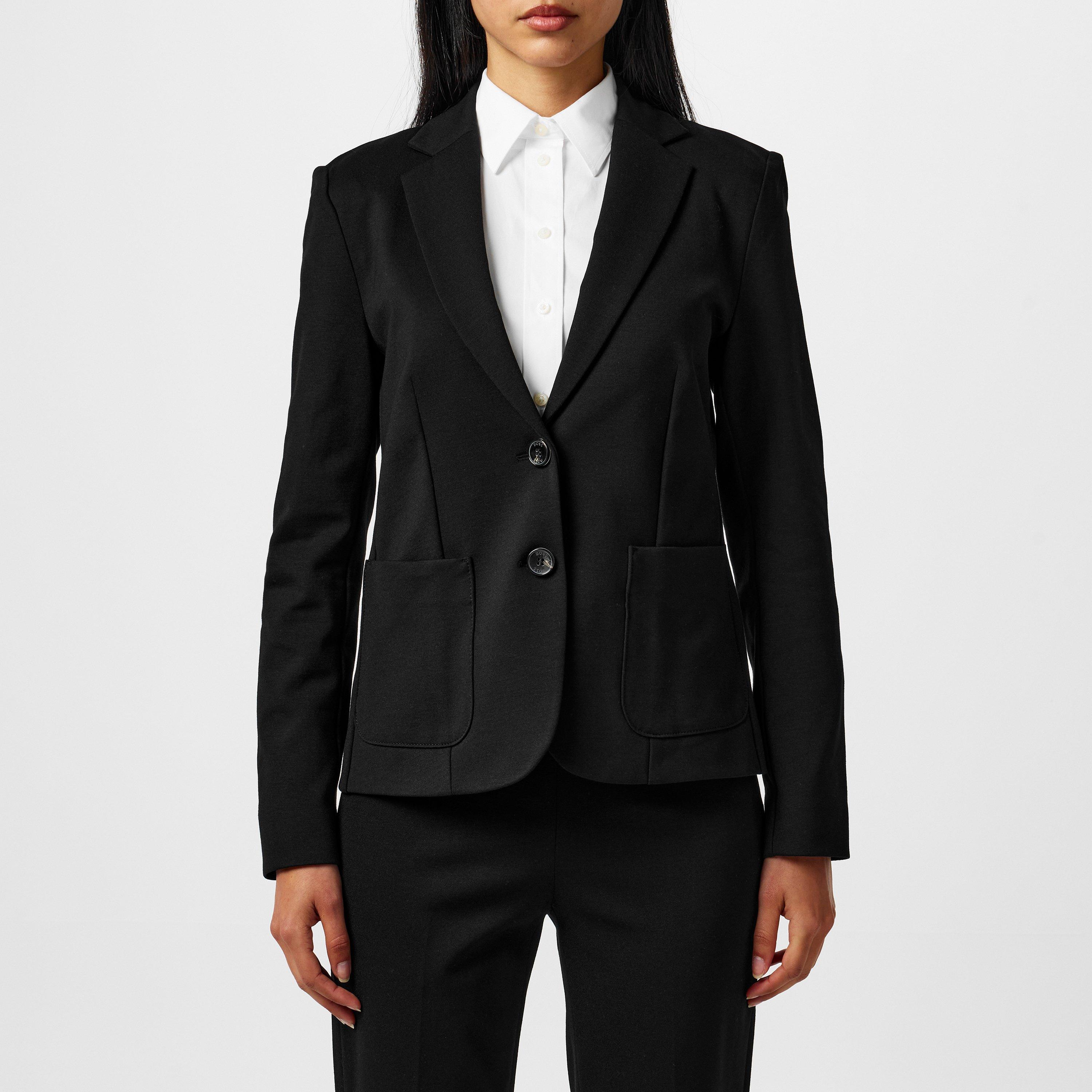 Black - Boss - Women's  Black Single Breasted Viscose Long Sleeve Blazer - 3