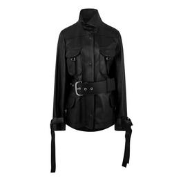 Off White Cargo Belted Leather Jacket