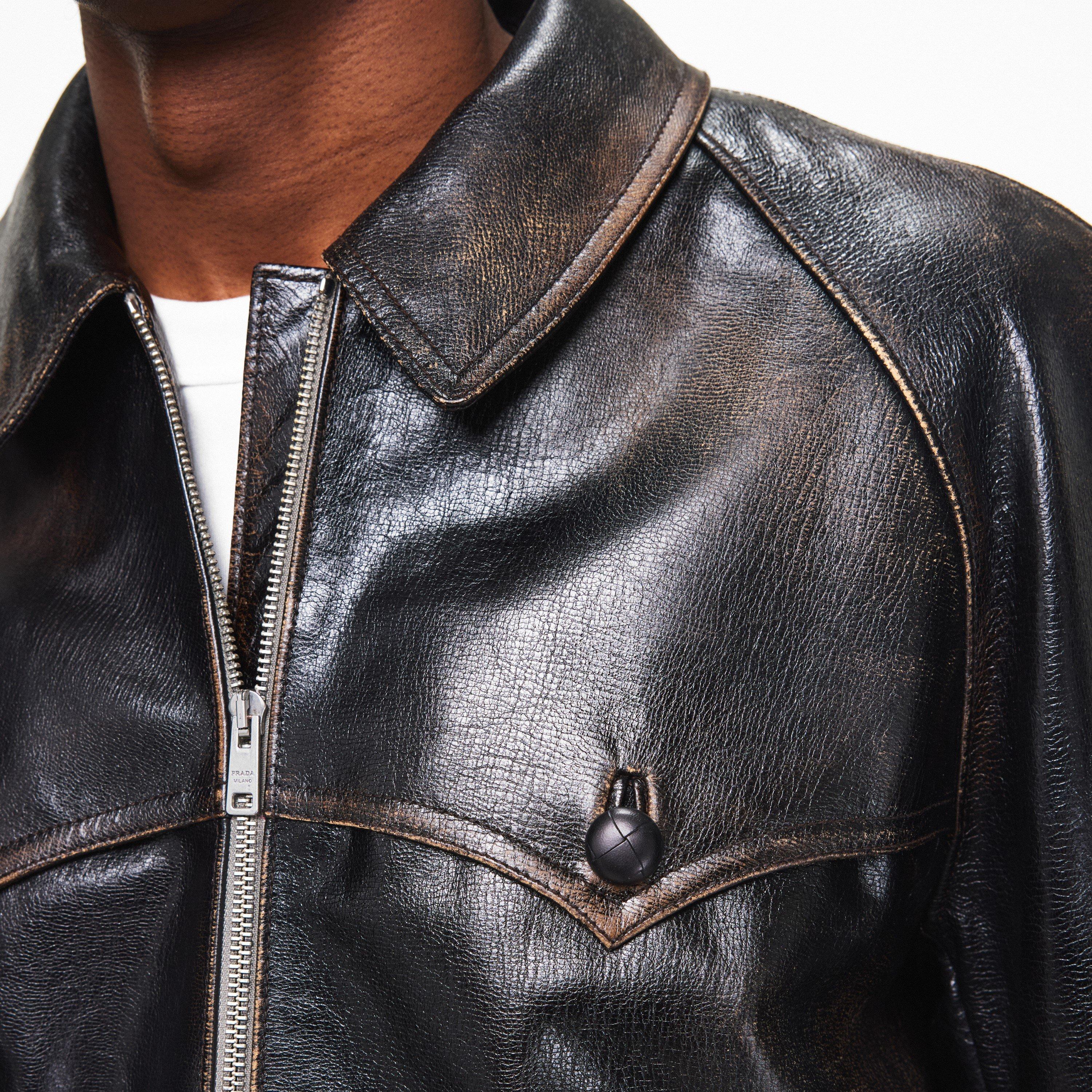 Black - Prada - Prada Leather Jkt Sn62 - 5