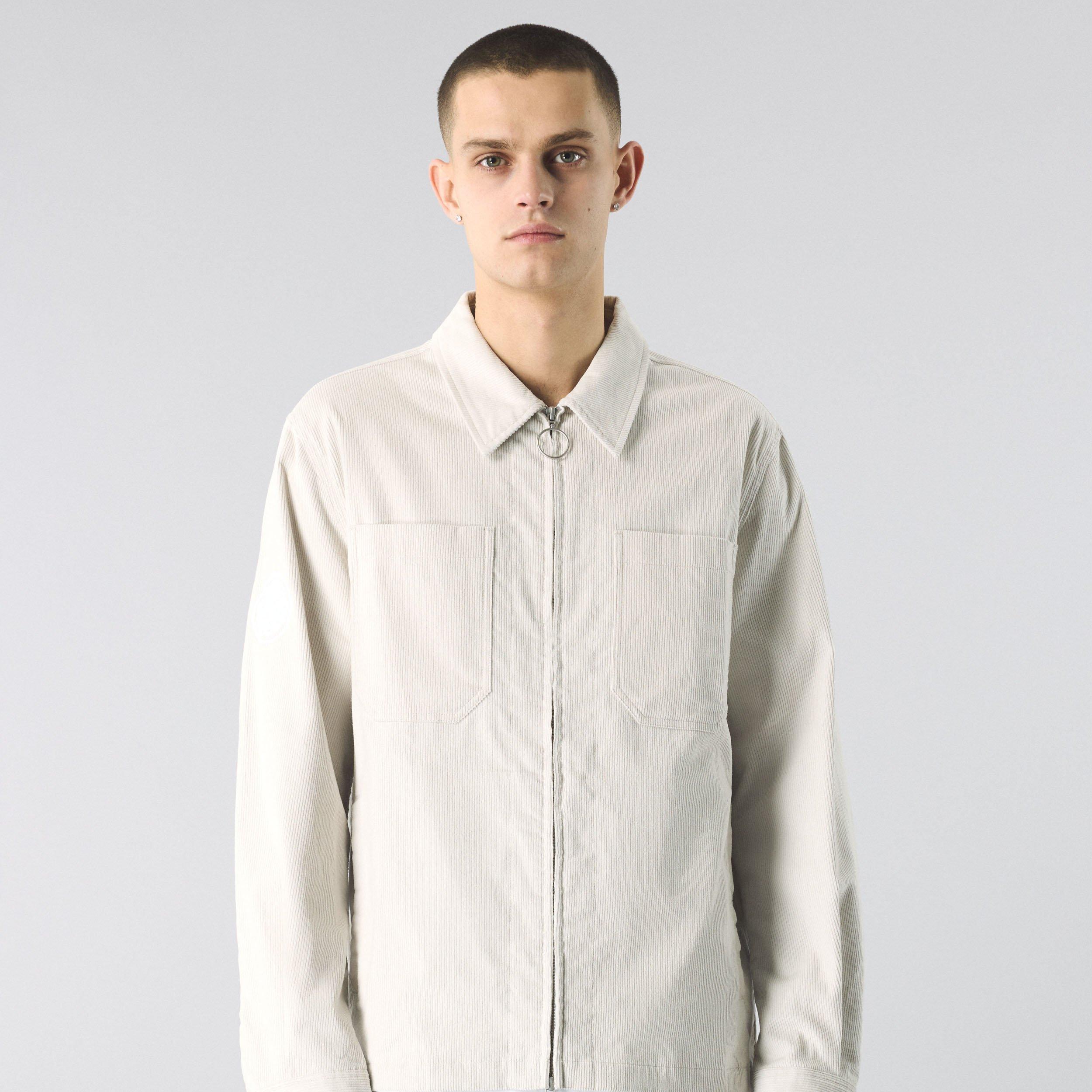 Stone - Pretty Green - Men's Prestwich Cord Textured Overshirt - 2