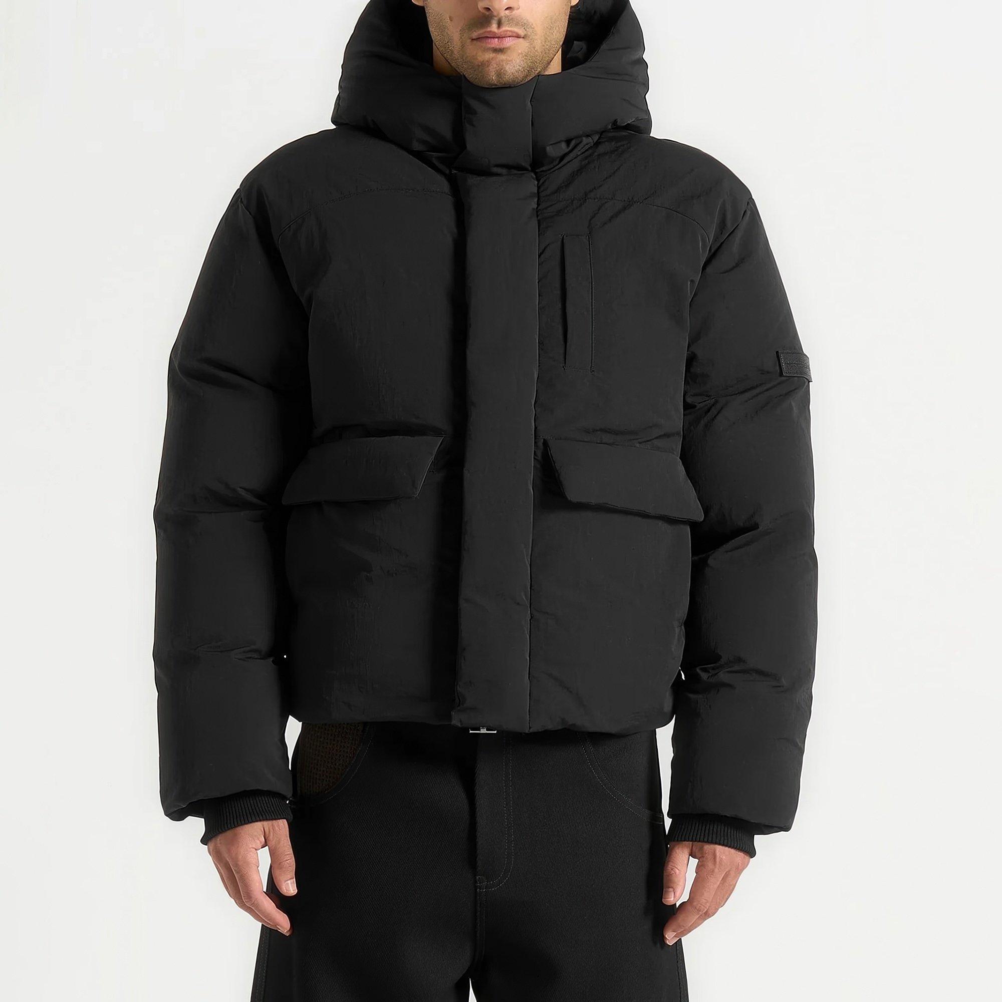 Black - Maniere De Voir - Adults Minimal Raglan Puffer Jacket - 1