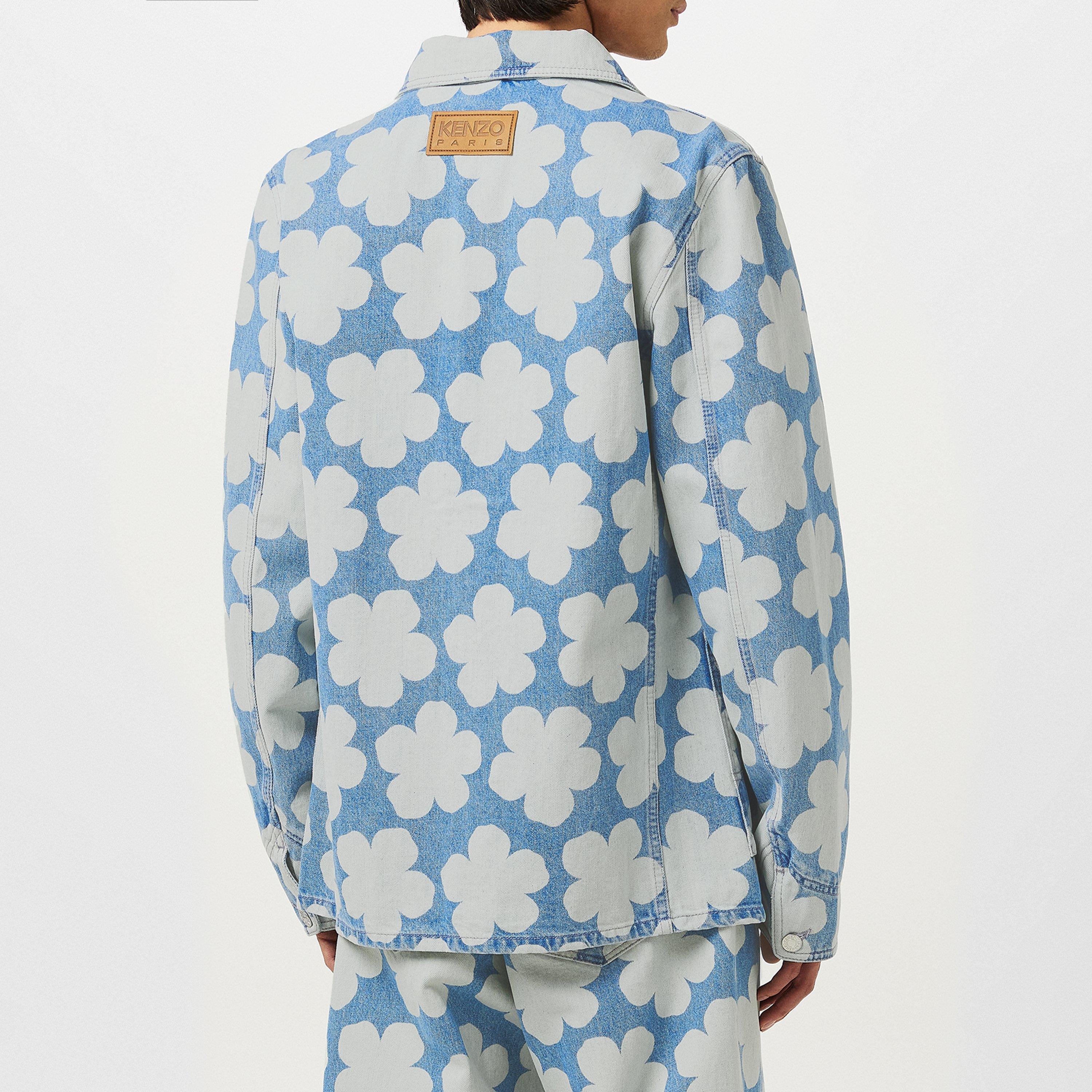 Blue - Kenzo - Men's  Workwear Structured Denim Jacket - 4