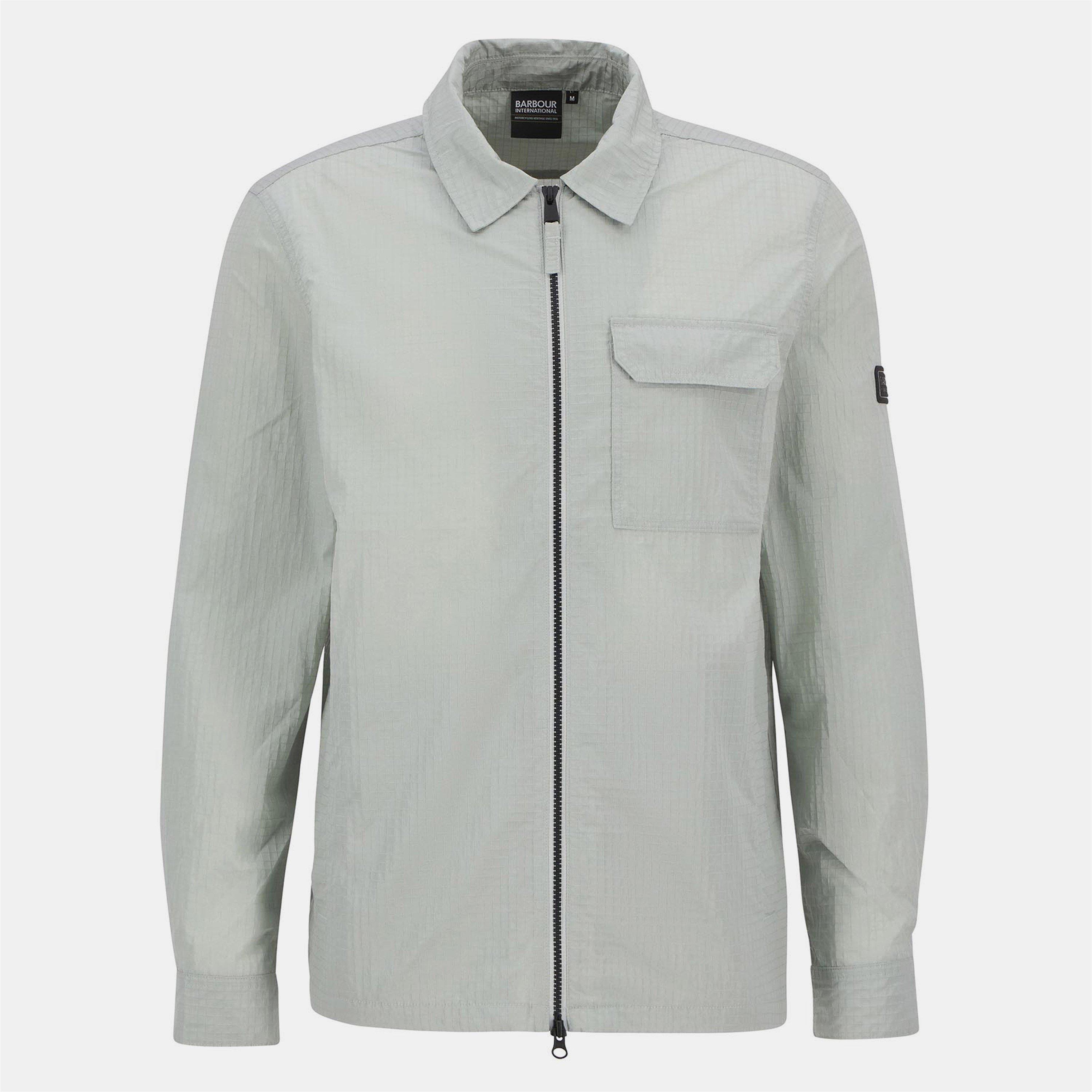 Mineral Grey - Barbour International - Men's Rosso Ripstop Long Sleeve Zip Overshirt - 1