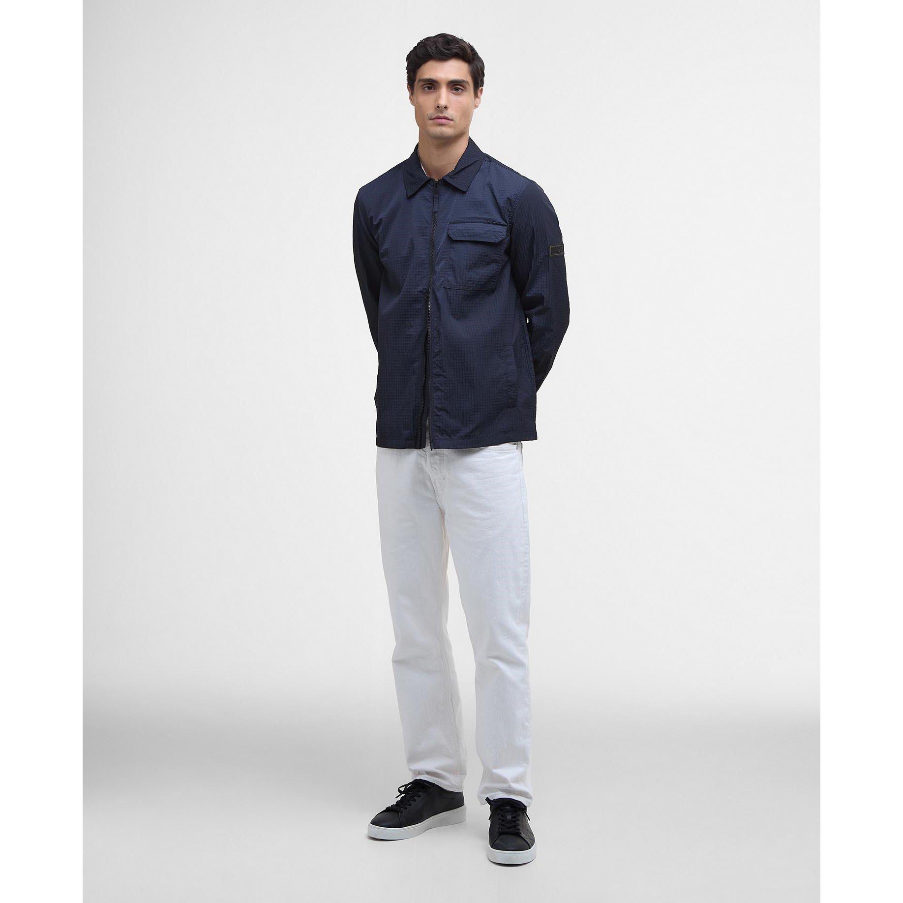 Navy NY94 - Barbour International - Men's Rosso Ripstop Long Sleeve Zip Overshirt - 7