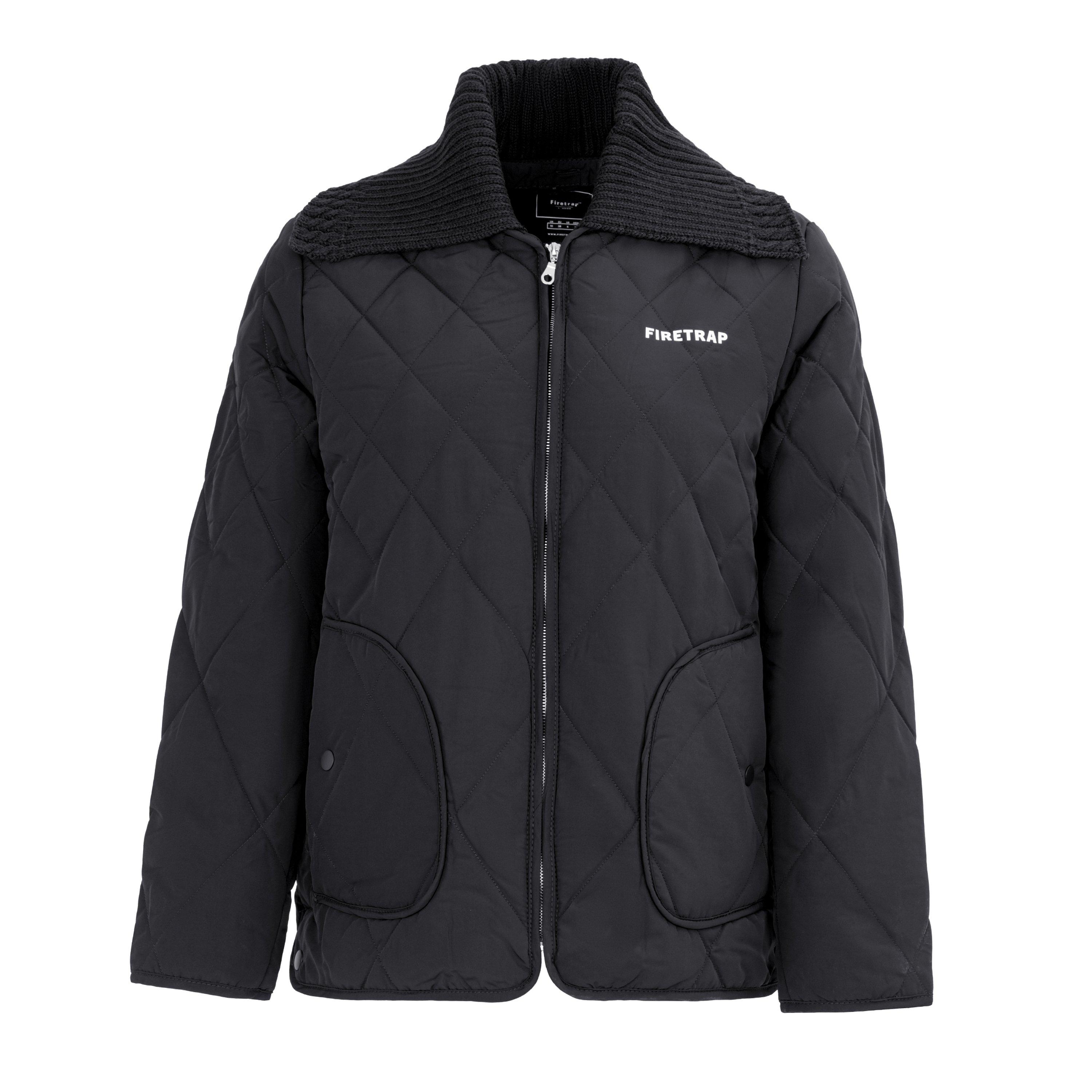 Black - Firetrap - Women's Long Sleeve Hip Length Quilted Jacket - 1