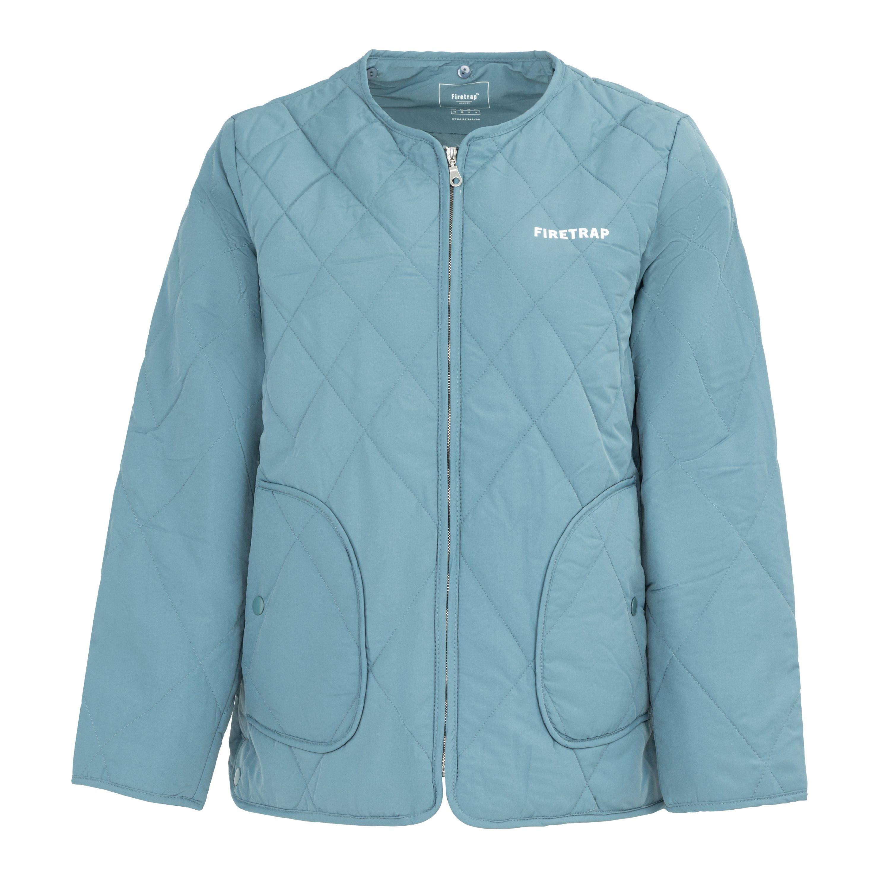 Blau - Firetrap - Women's Long Sleeve Hip Length Quilted Jacket - 4
