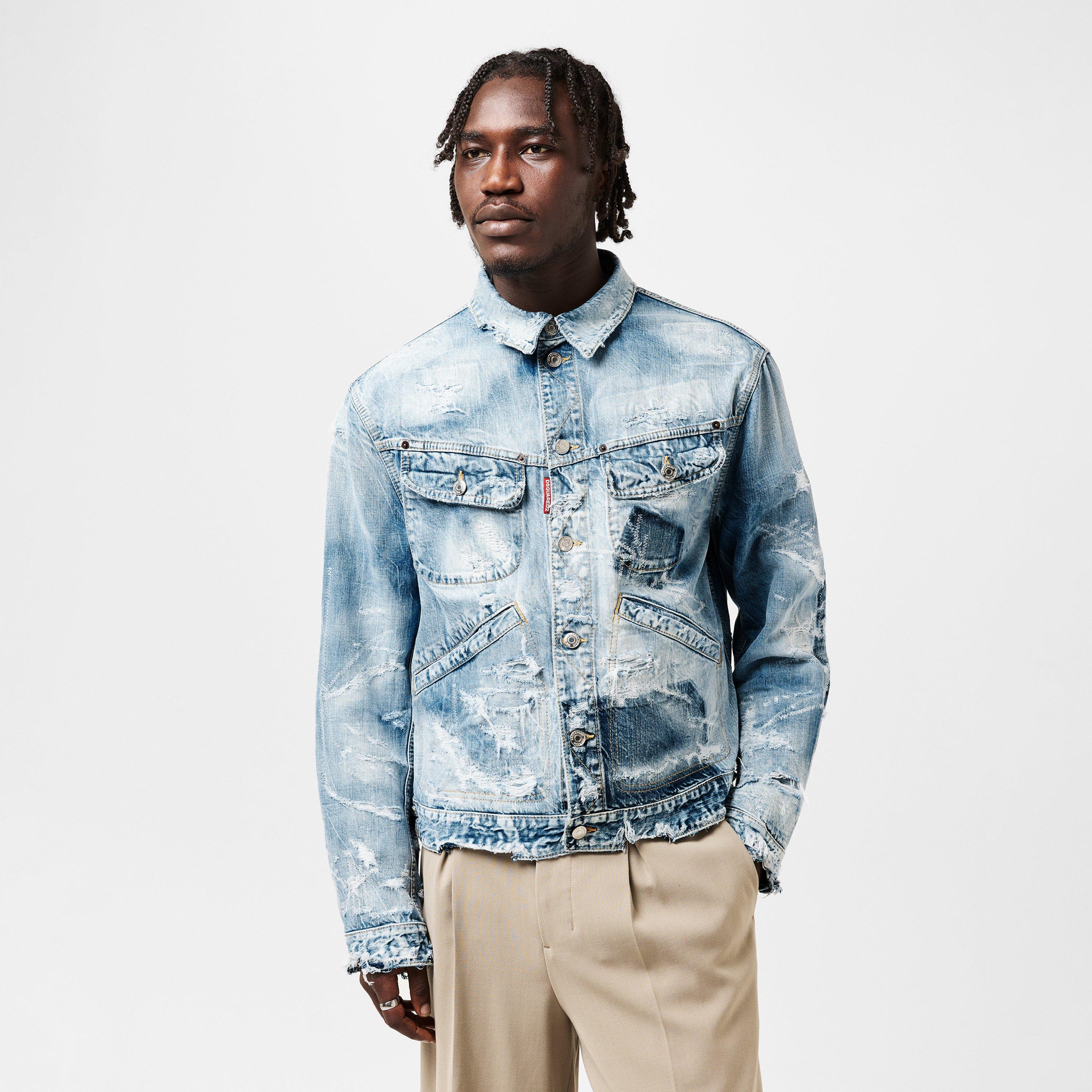 DSquared2 Men's DSQ Distressed Vintage-Inspired Denim Jacket