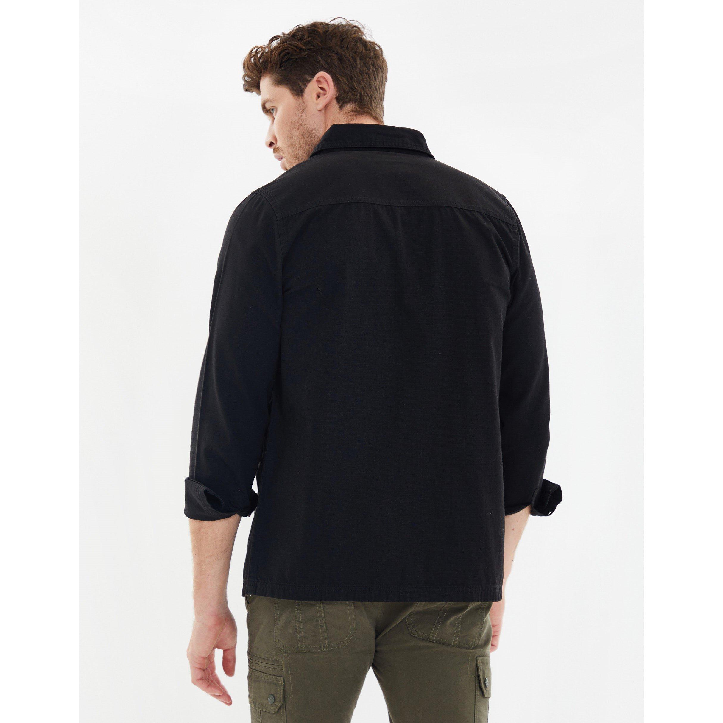 Black - Threadbare - Structured Overshirt - 3