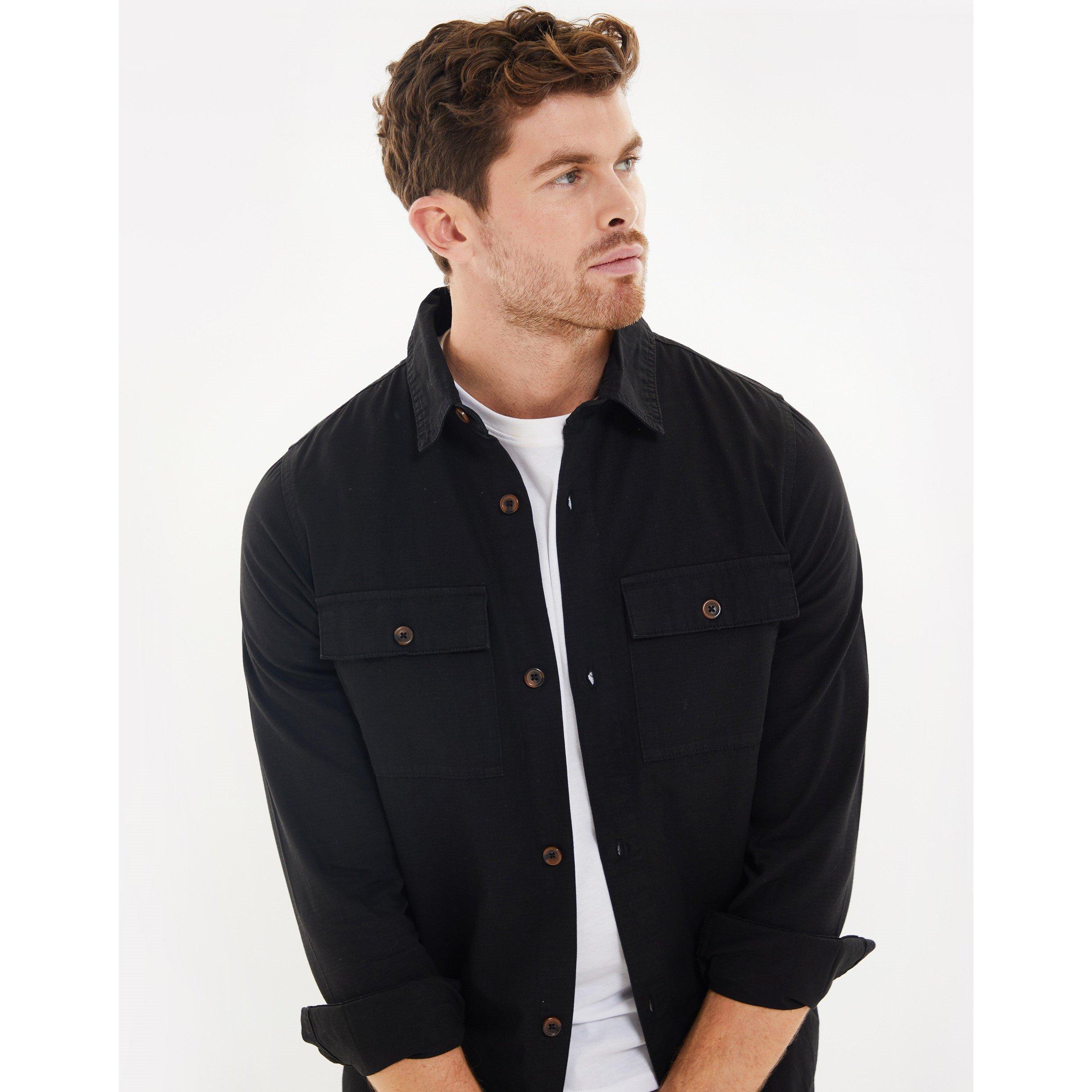 Black - Threadbare - Structured Overshirt - 4