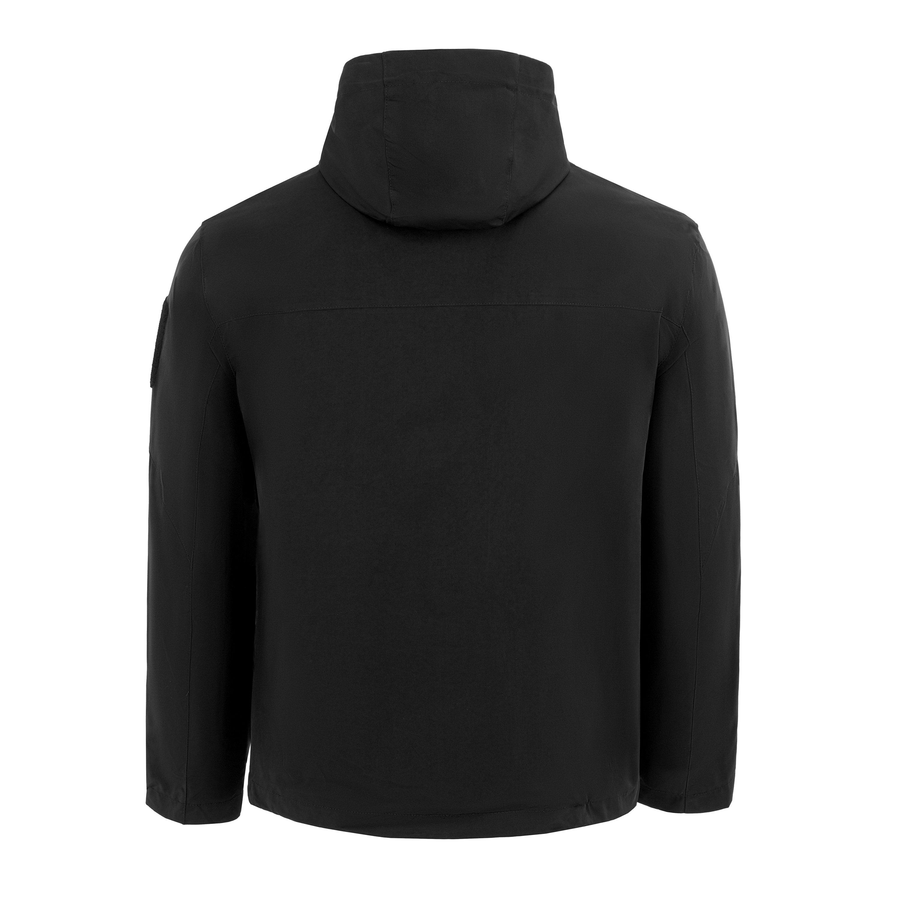 Black - Firetrap - Men's Windproof Hooded Long Sleeve Windbreaker - 2