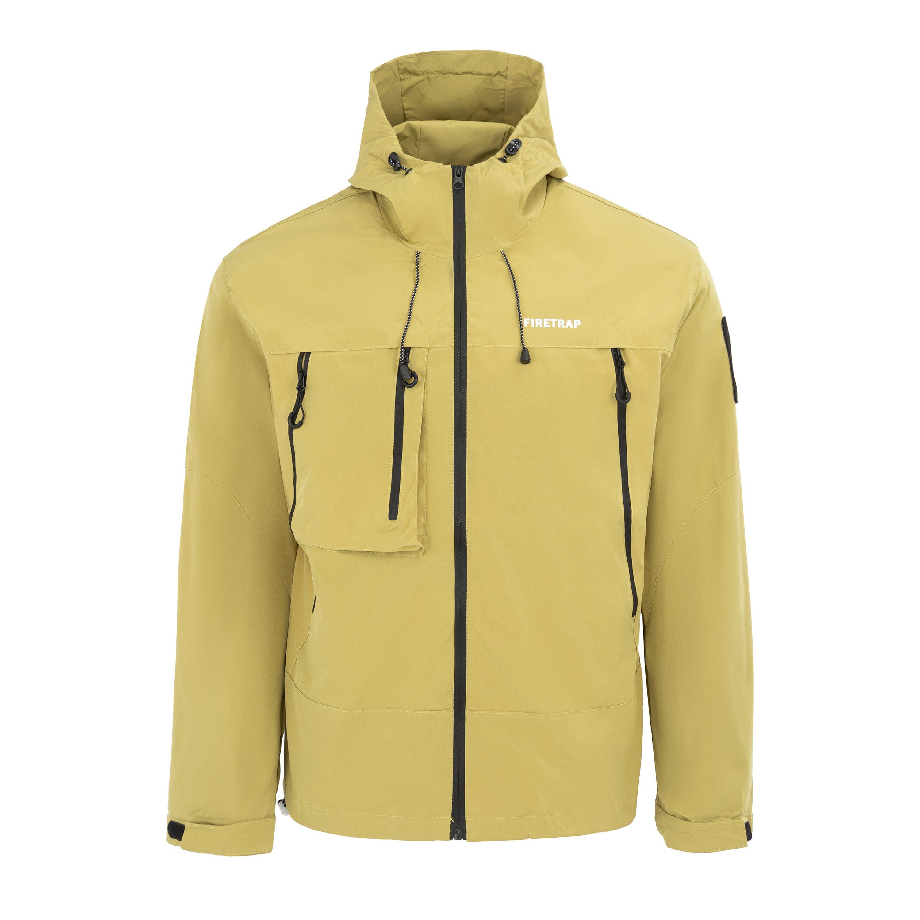 Firetrap Men's Windproof Hooded Long Sleeve Windbreaker | Sports