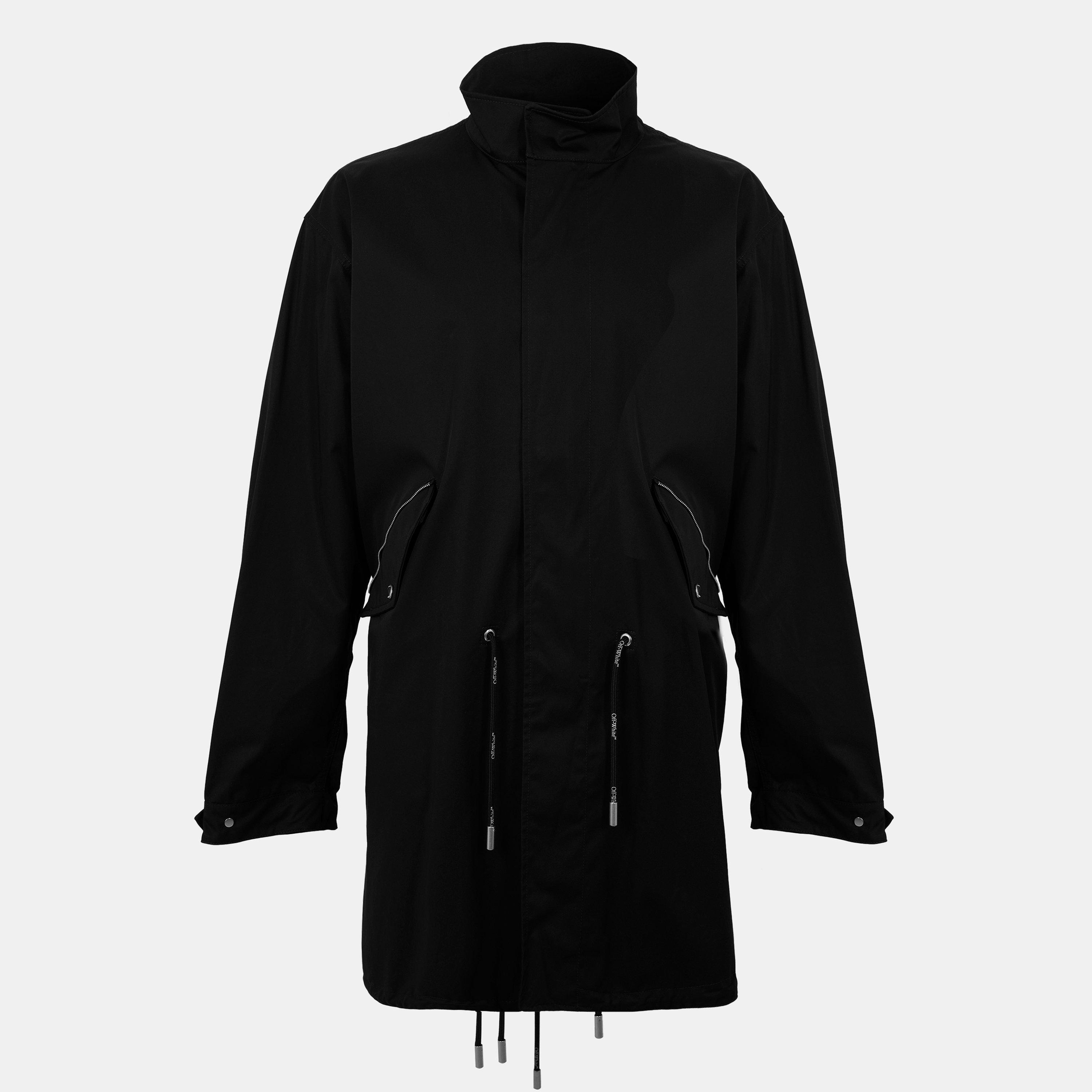 Black - Off White - Men's Industrial Hooded Parka - 1