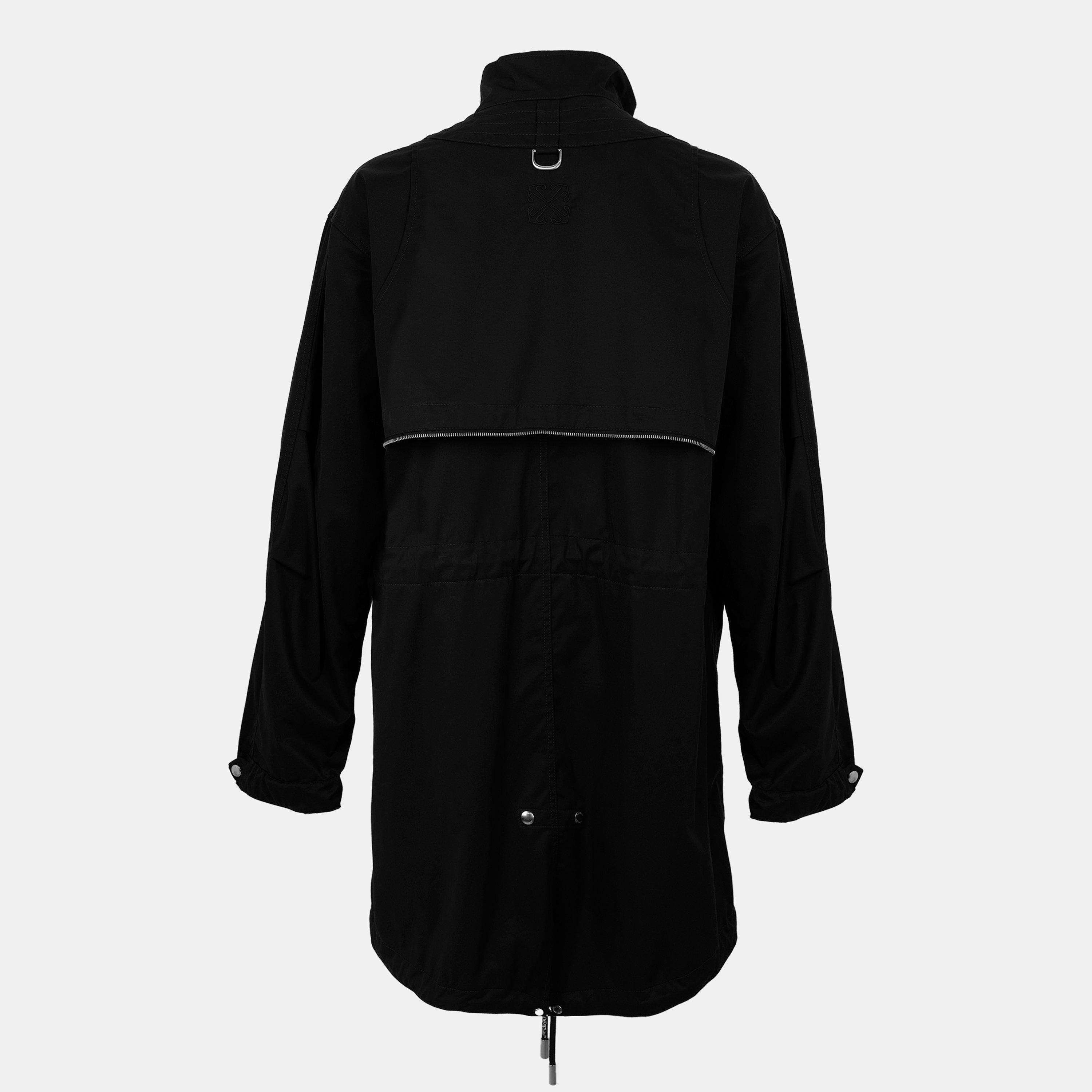 Black - Off White - Men's Industrial-Inspired Parka - 2