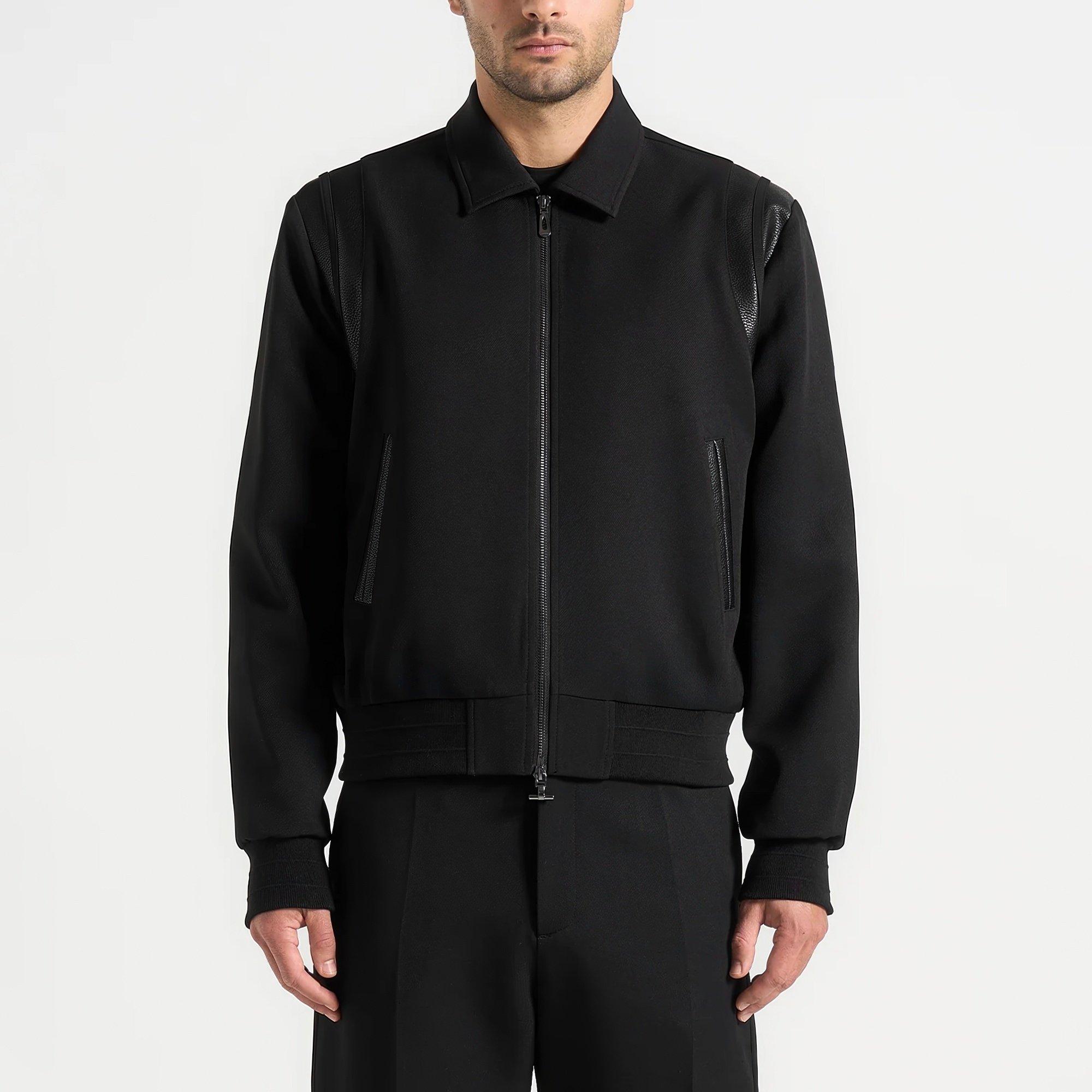 Black - Maniere De Voir - Mens Denis Tailored Varsity Jacket - 2