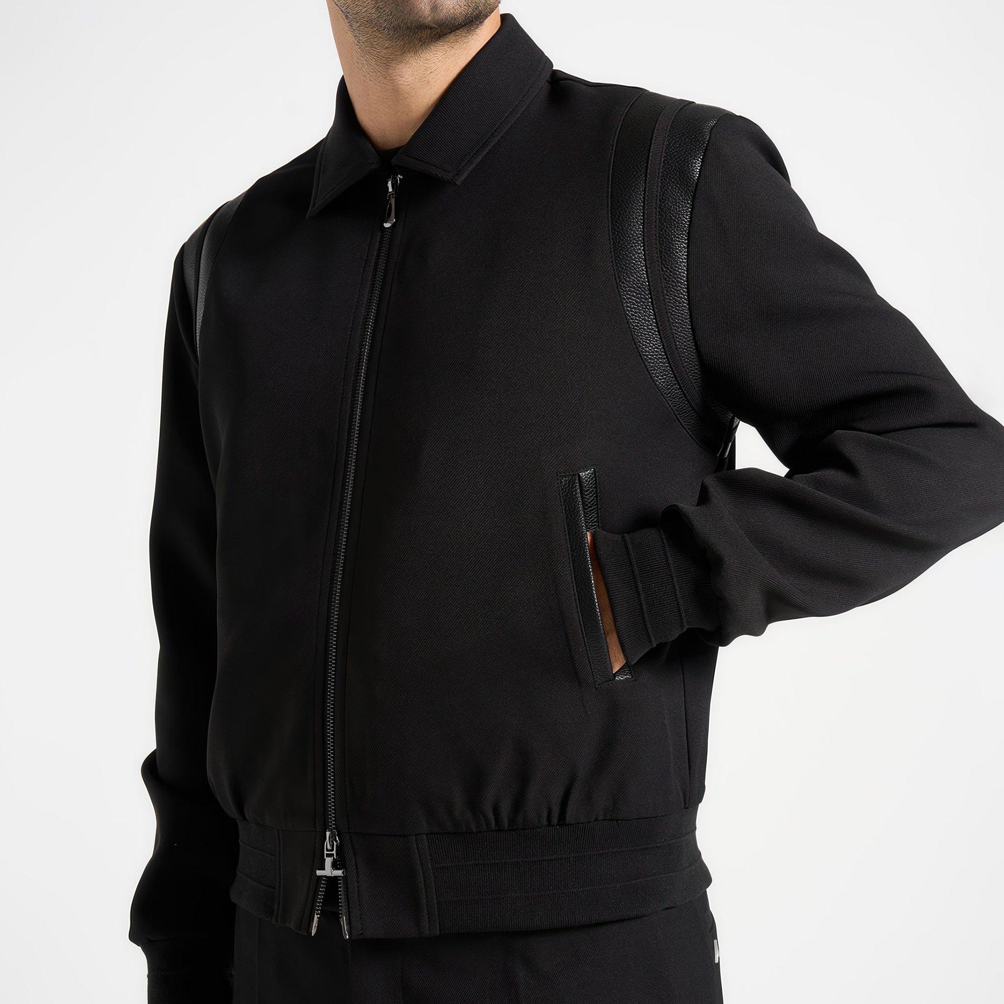 Black - Maniere De Voir - Mens Denis Tailored Varsity Jacket - 4