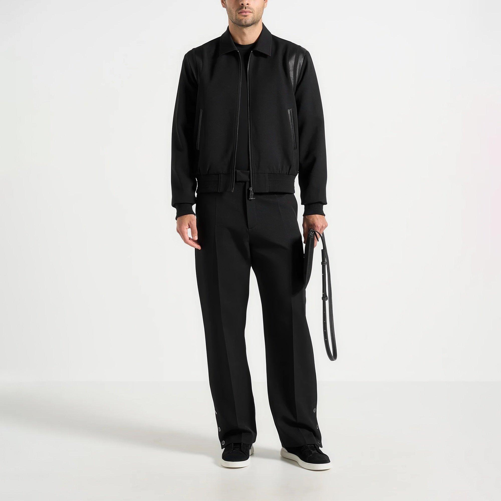 Black - Maniere De Voir - Mens Denis Tailored Varsity Jacket - 5