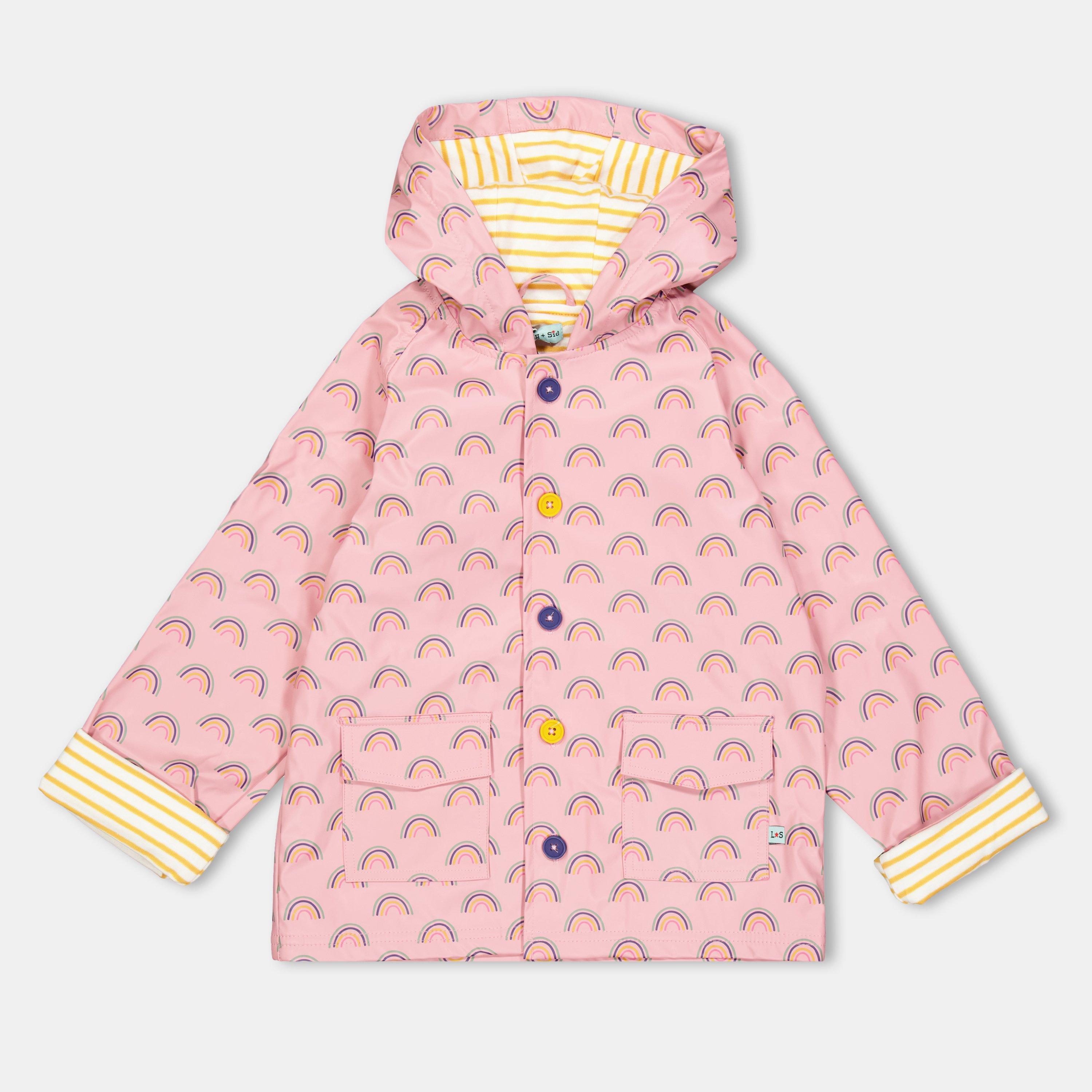 Pale Pink - Lilly and Sid - Kids' Rainbow Water-Resistant Rain Anorak - 1