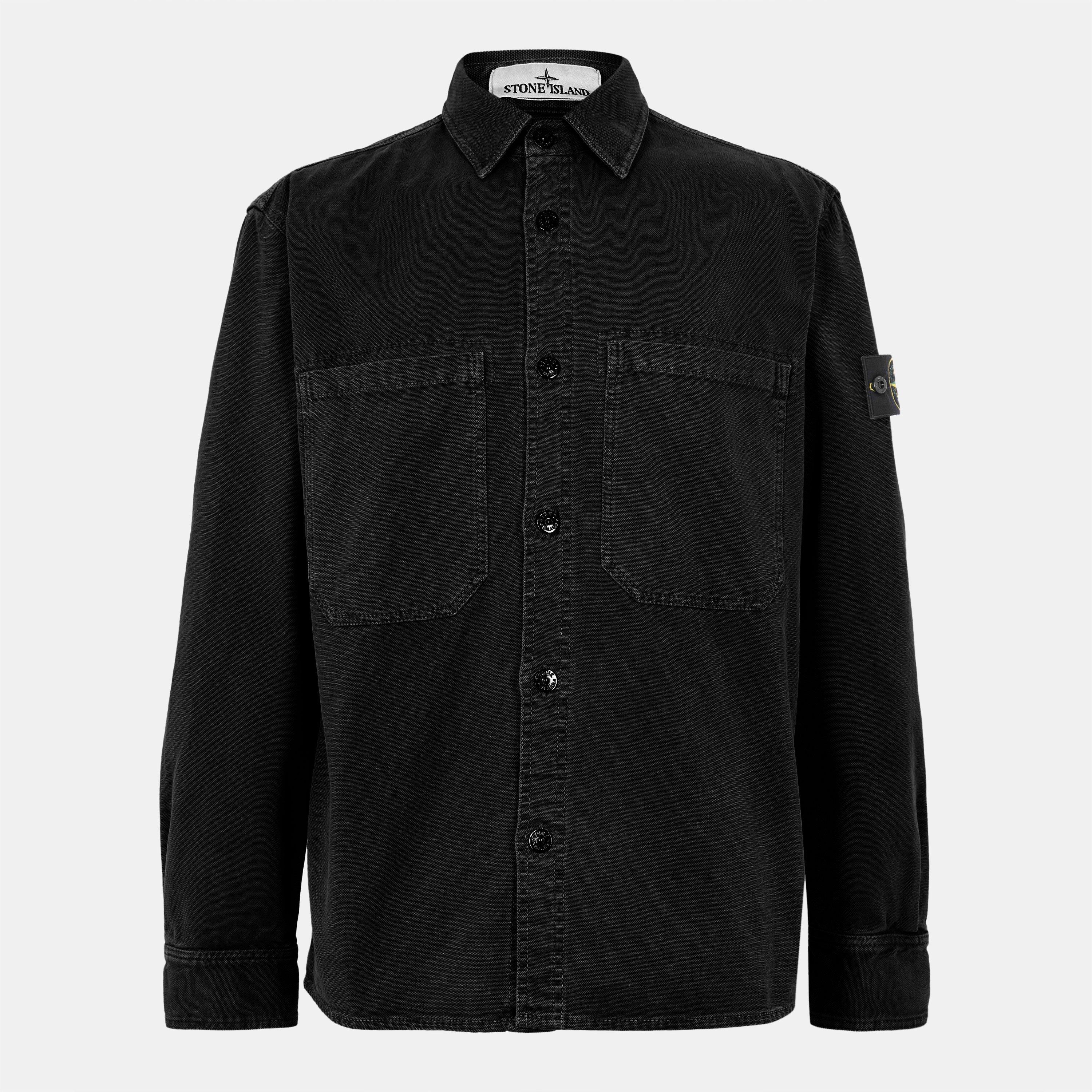 Nero V0129 - Stone Island - Men's Button Overshirt - 1