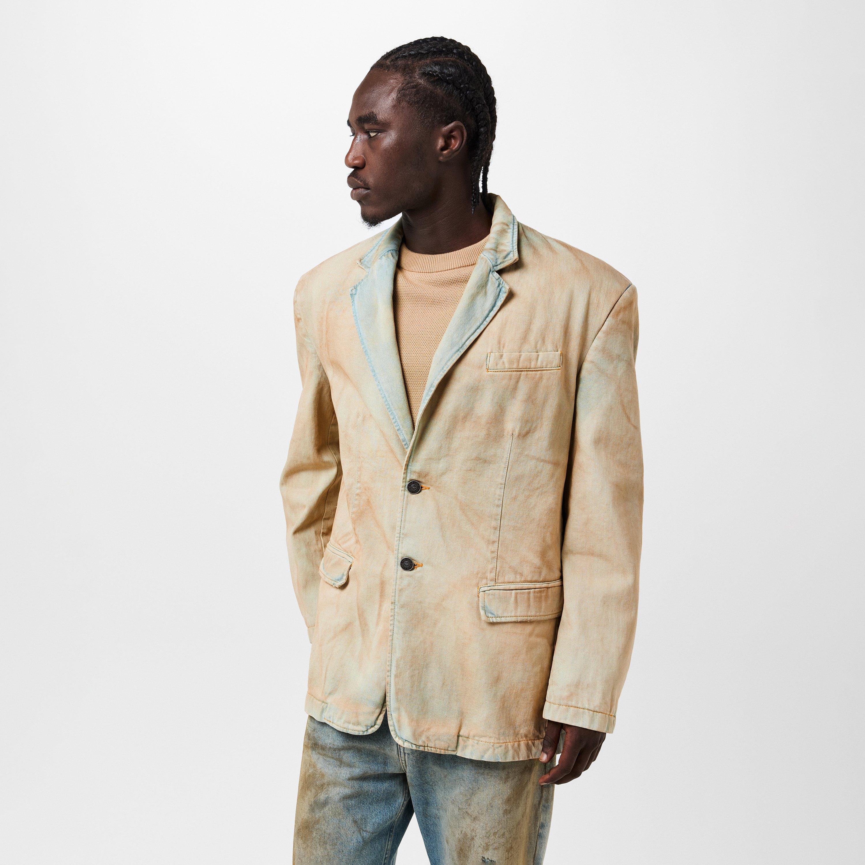 Blue Denim - Diesel - Men's  Button-Through Structured Fit Denim Jacket - 3