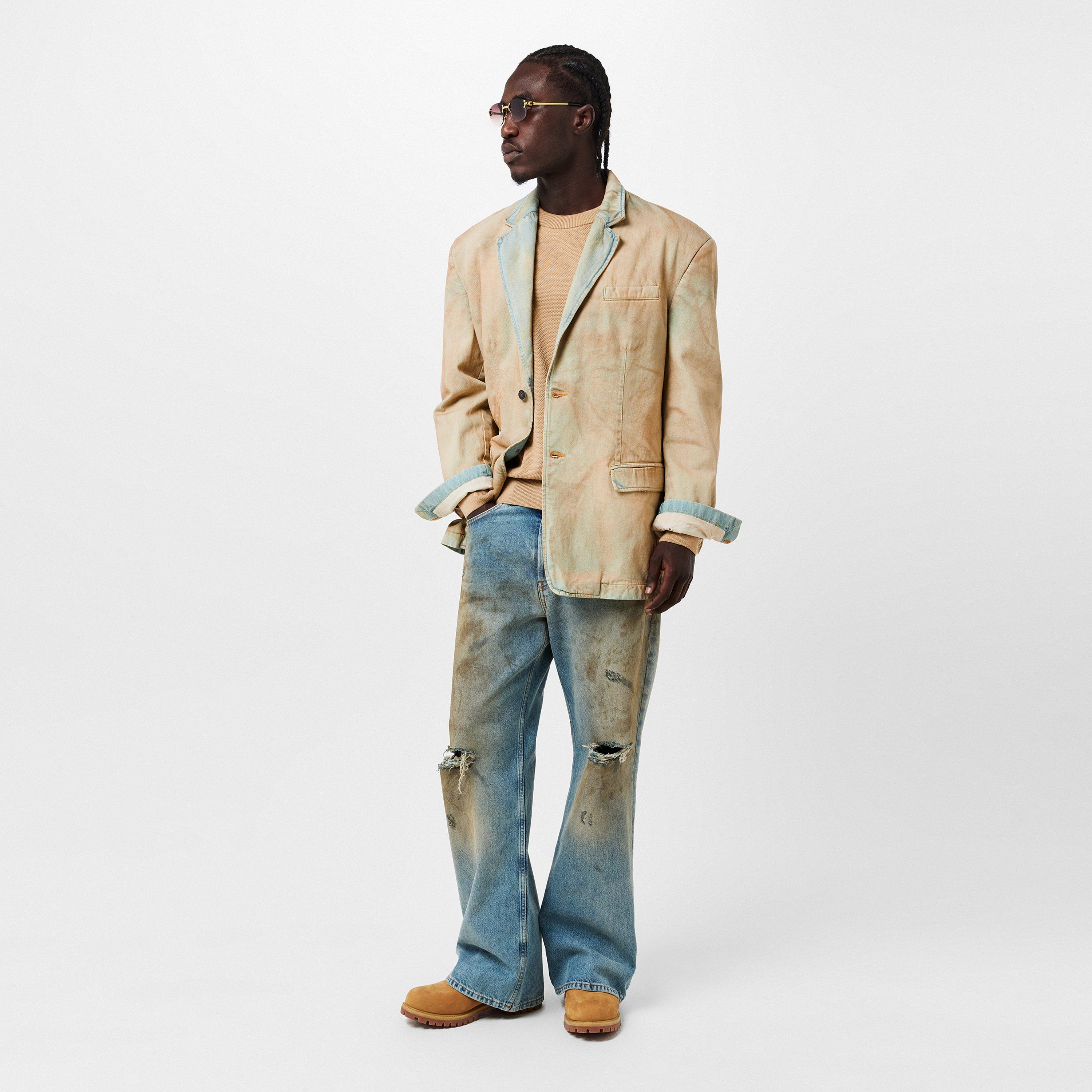 Blue Denim - Diesel - Men's  Button-Through Structured Fit Denim Jacket - 6