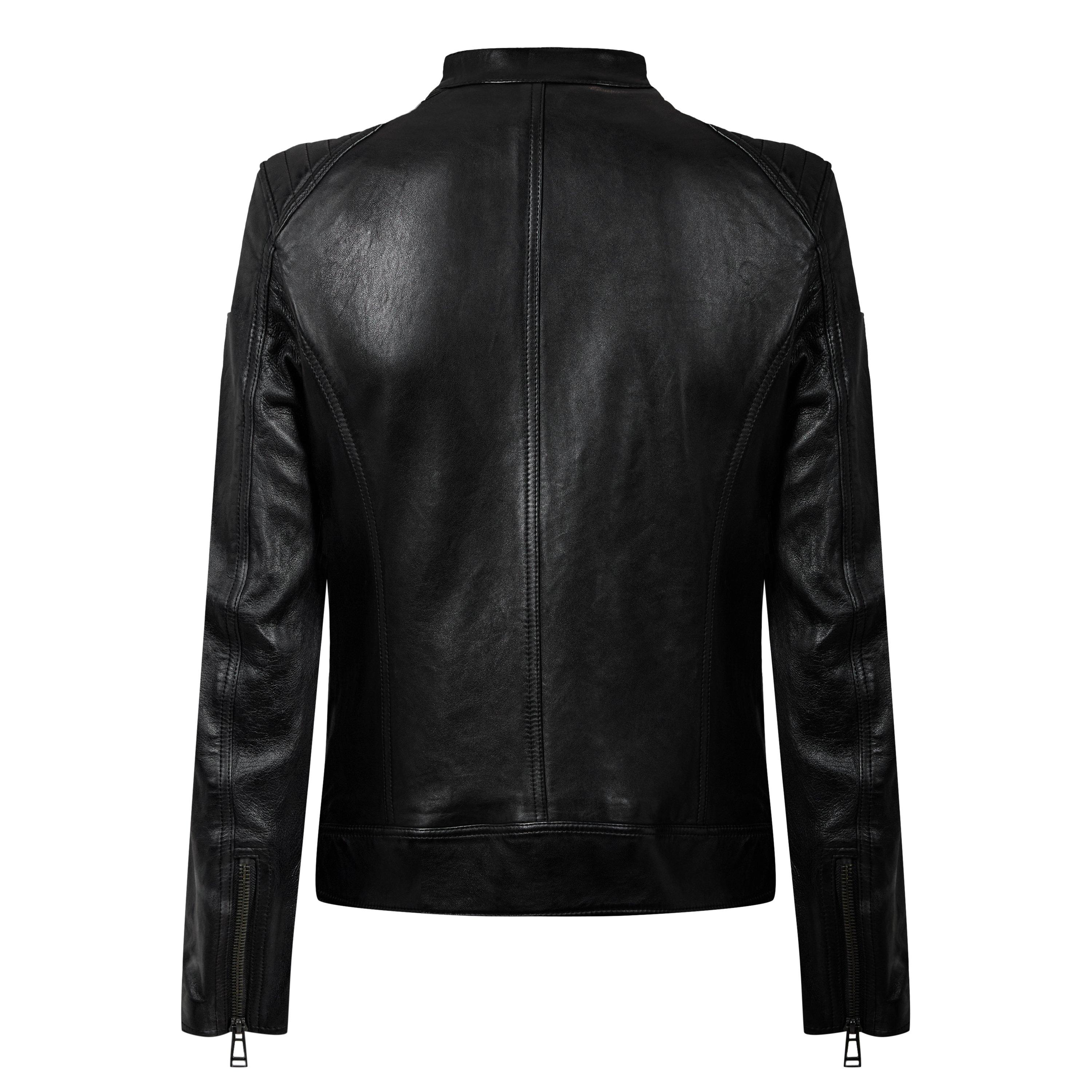Black - Belstaff - Men's V Racer Water-Repellent Leather Long Sleeve Slim Fit Leather Jacket - 2