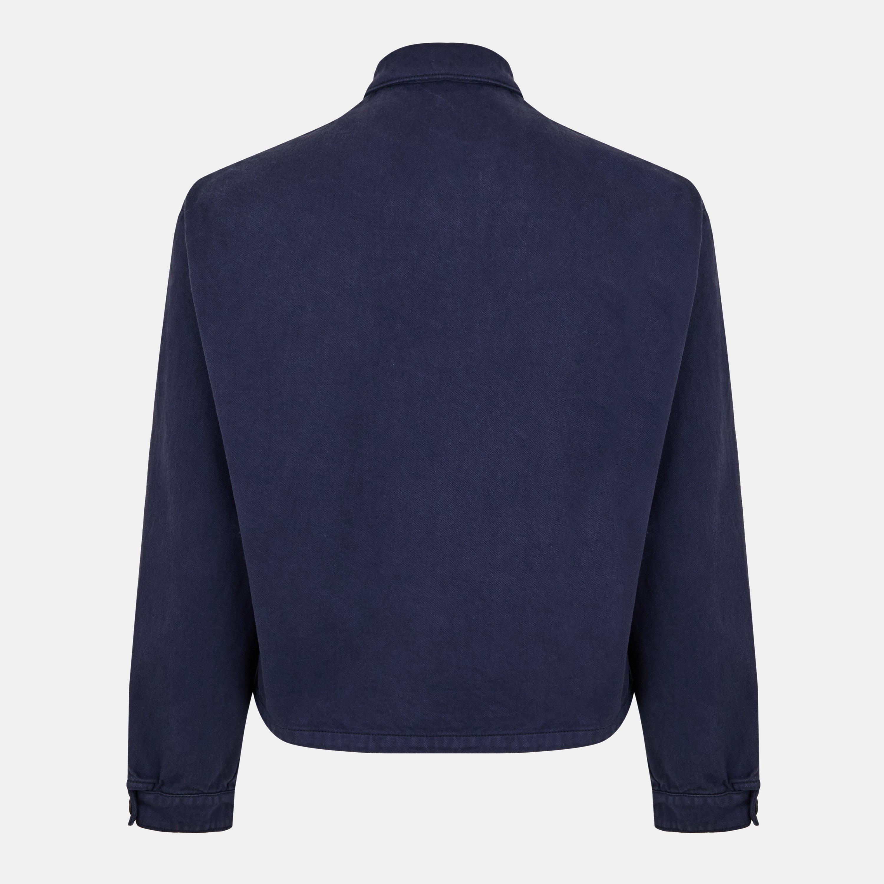 Blue - Prada - Men's Old Denim Zipper Long Sleeve Overshirt - 2