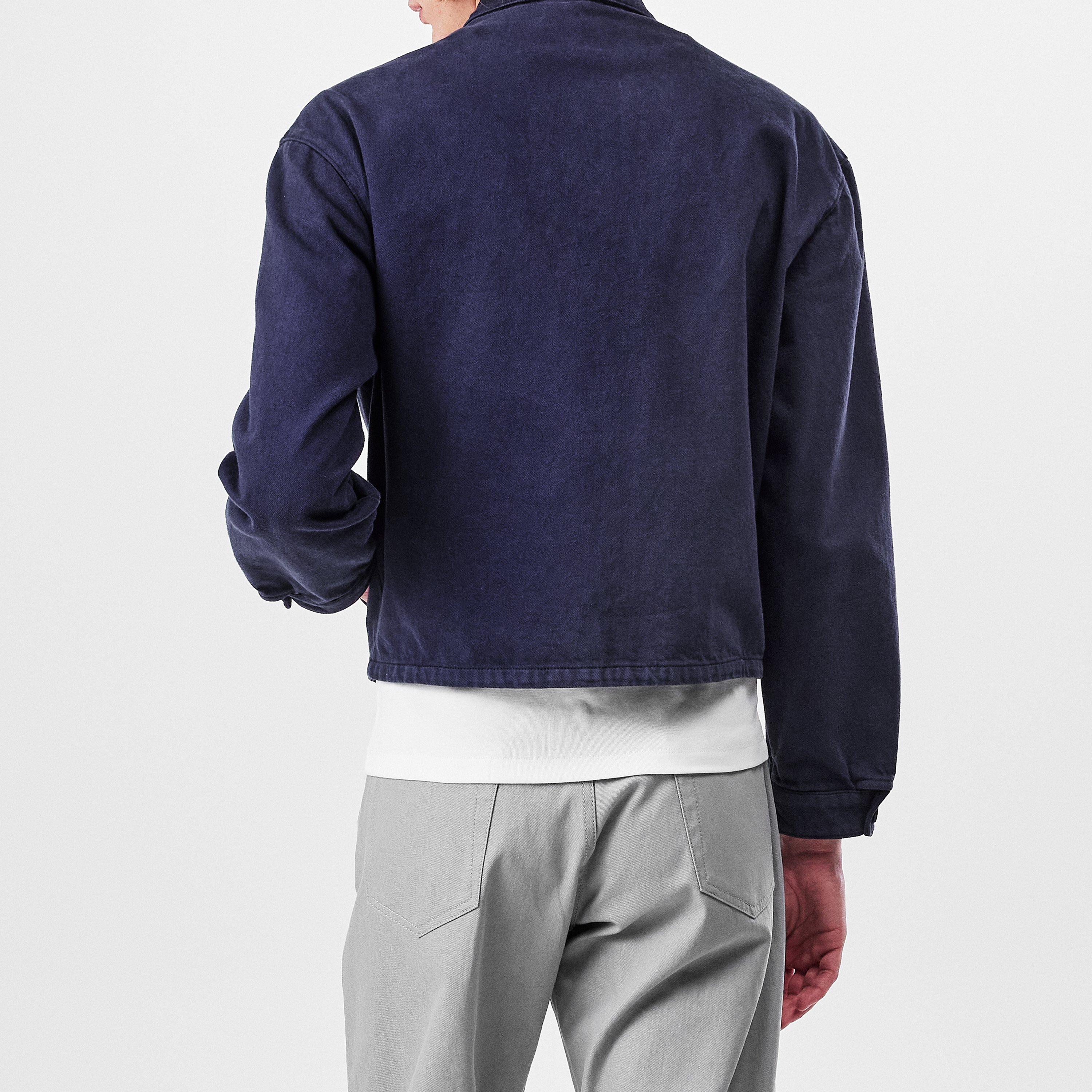 Blue - Prada - Men's Old Denim Zipper Long Sleeve Overshirt - 4