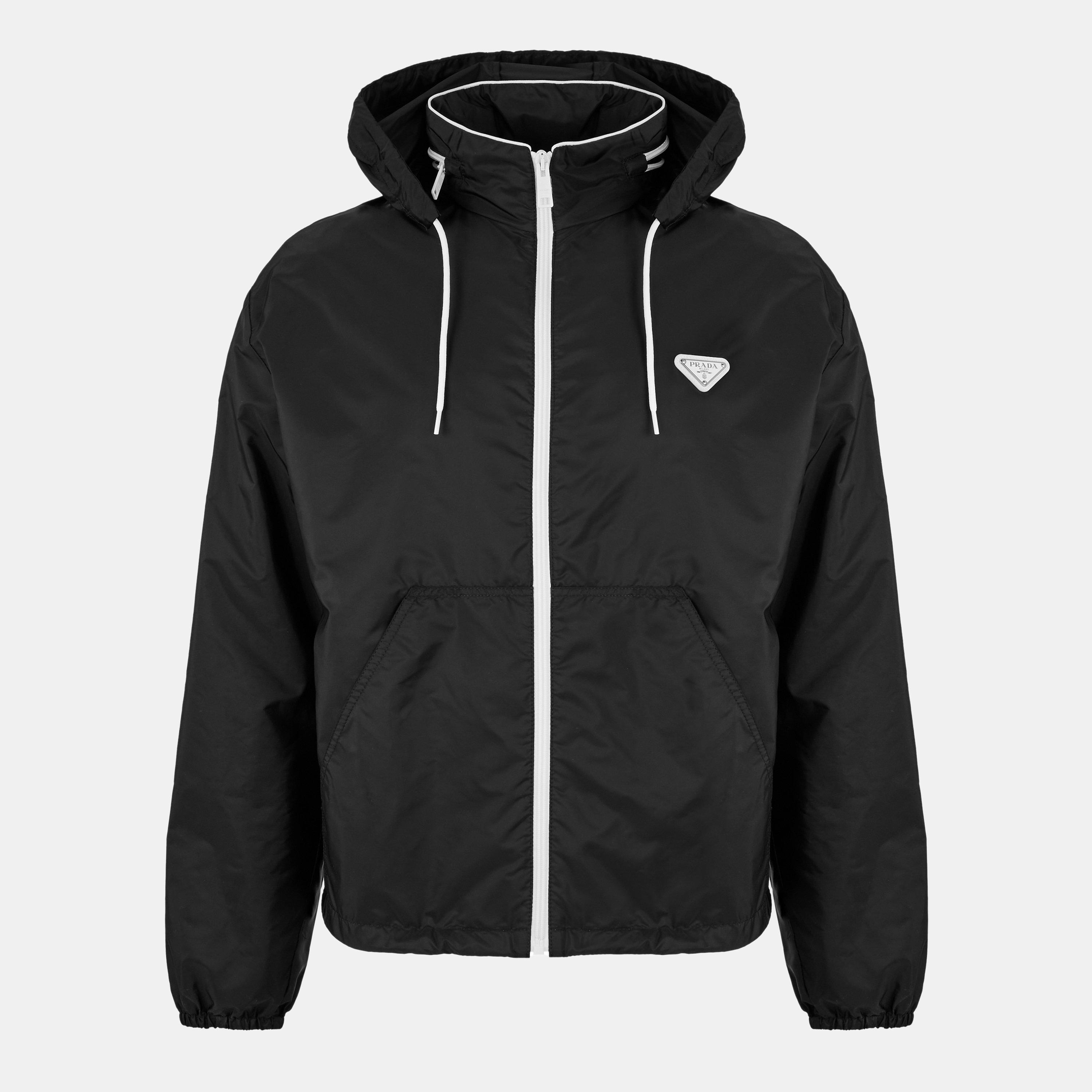 Prada Men's Triangle Logo Hooded Long Sleeve Windbreaker | Cruise