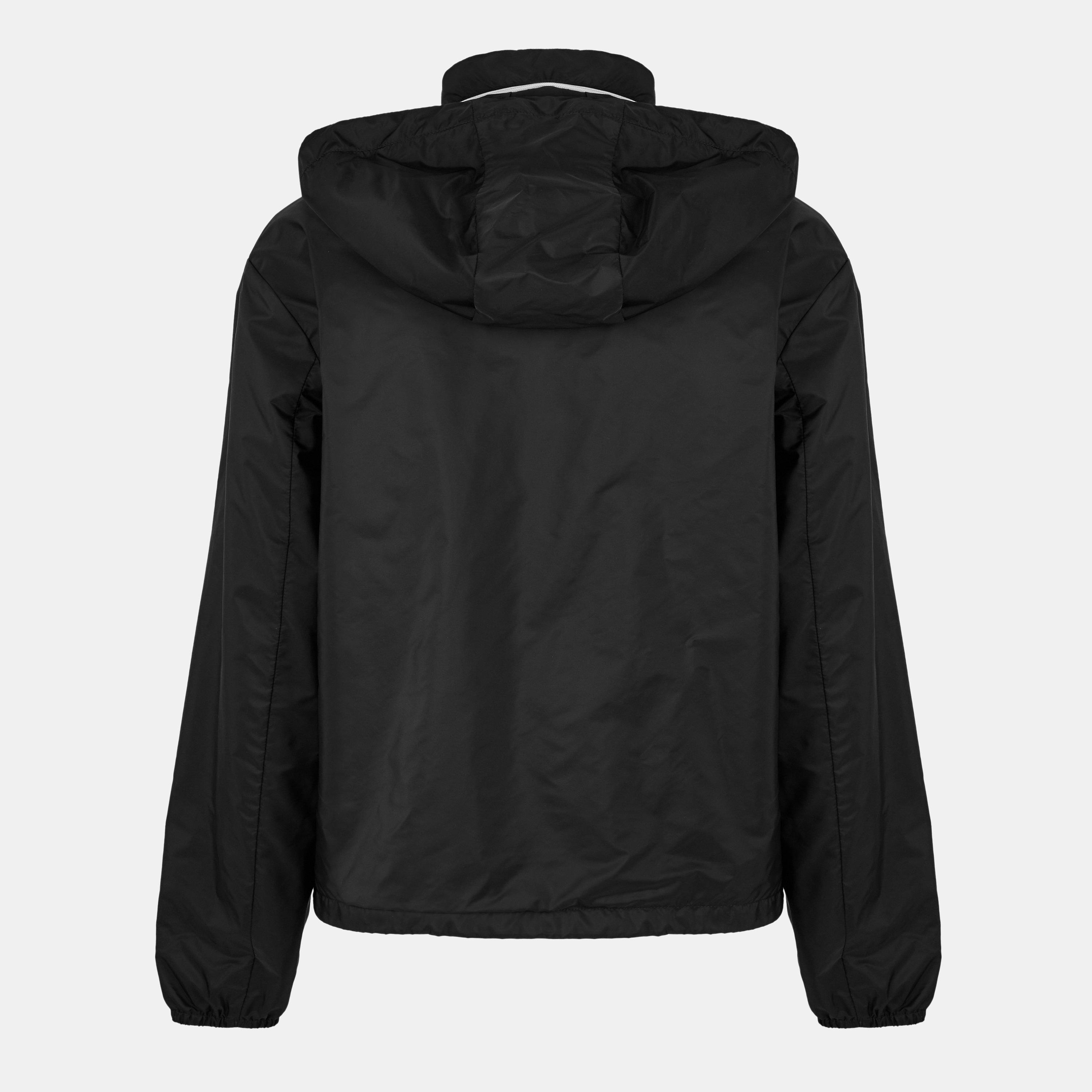 Black/White - Prada - Men's Triangle Logo Hooded Long Sleeve Windbreaker - 2