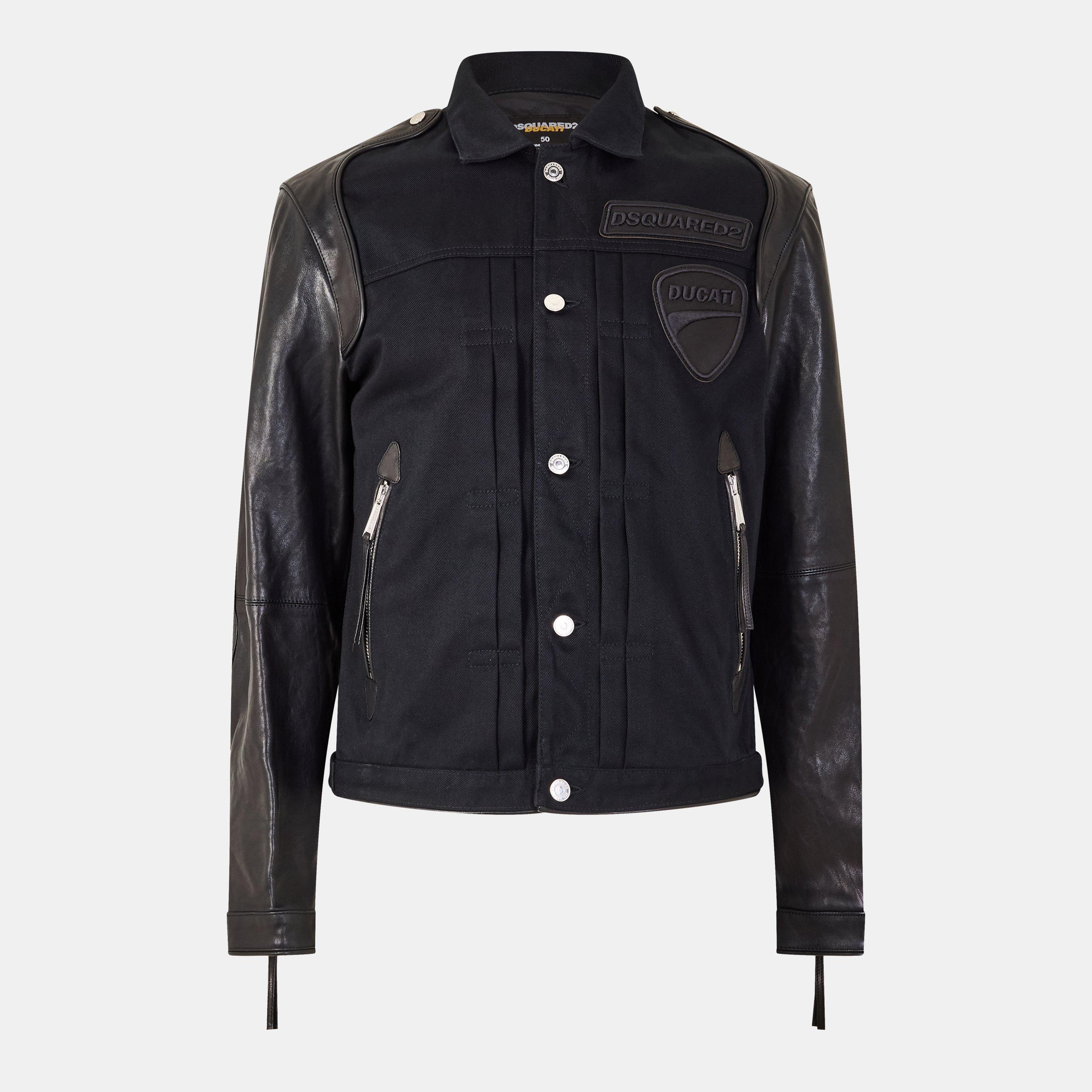 Black - DSquared2 - Men's Leather Slim Fit Jacket - 1